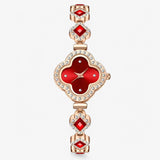 Clara | Quartz watch with four-leaf clover and diamond inlay