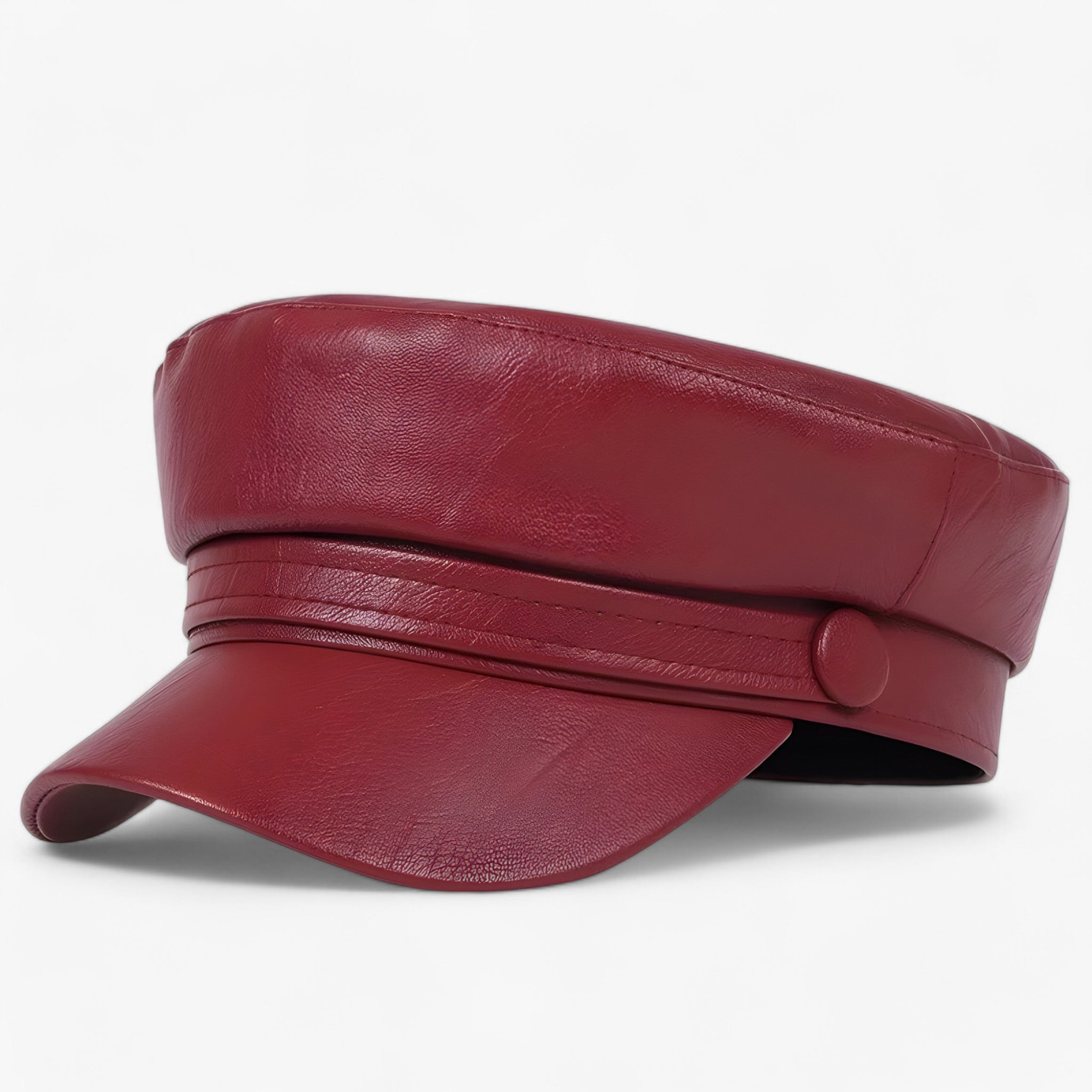 Nova | Ottekantet flad kasket | PU-læderhat - Rødvin - men's fashion - {{ product_tags }