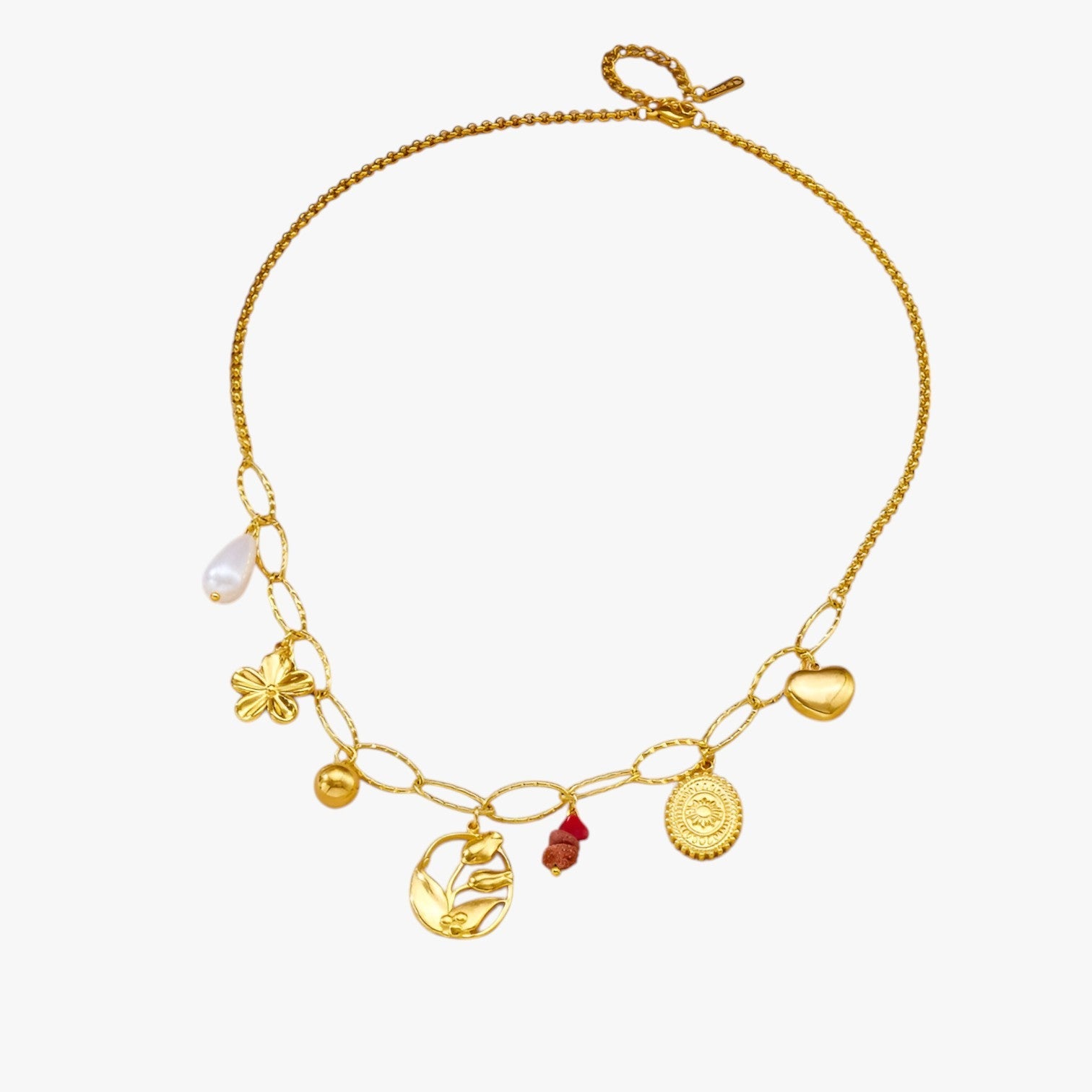 Bailey | Elegant halskæde med vedhæng i hjerte og tulipan - - other - {{ product_tags }