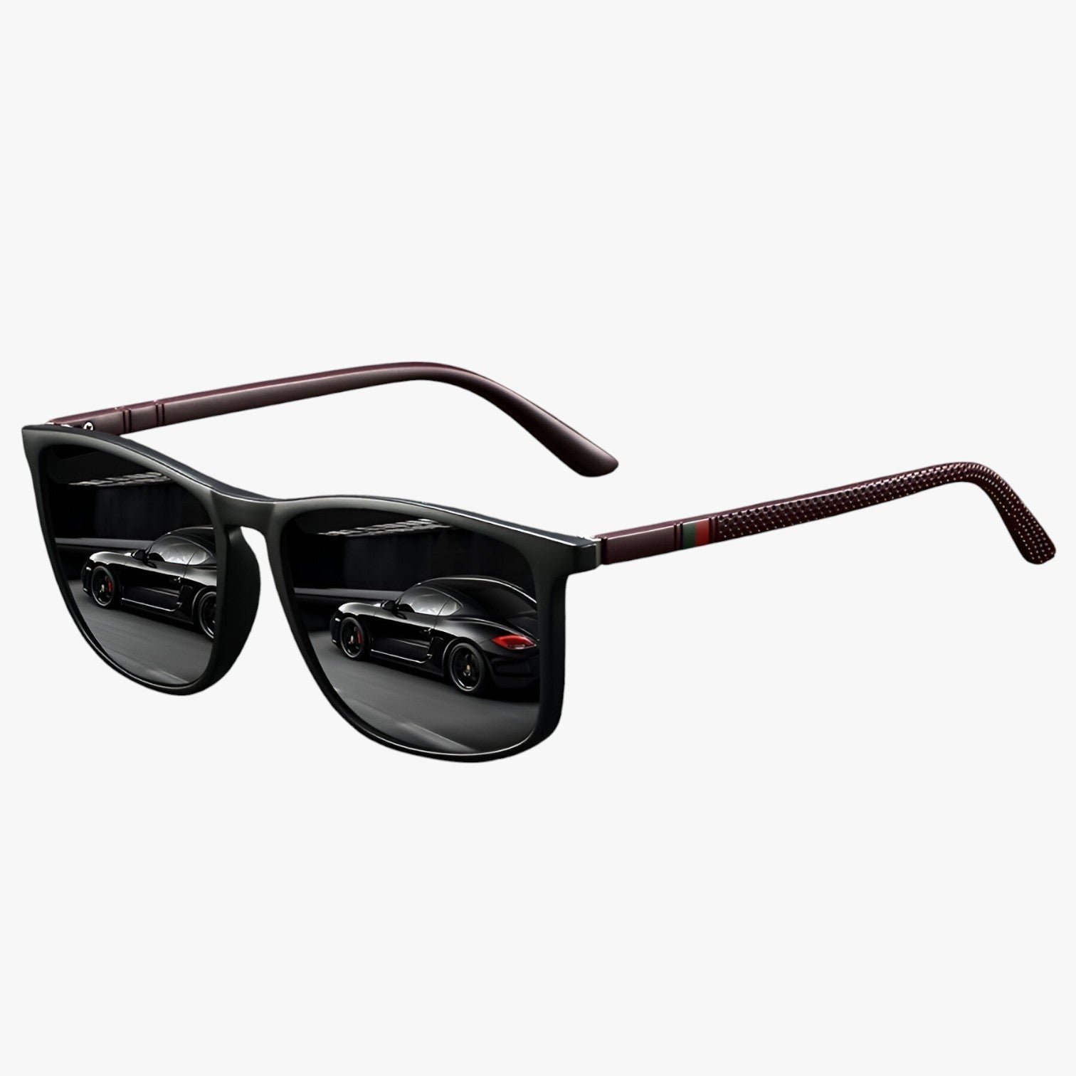 Jasper | Vintage stribede polariserede solbriller - Sort Rød - men's fashion - {{ product_tags }