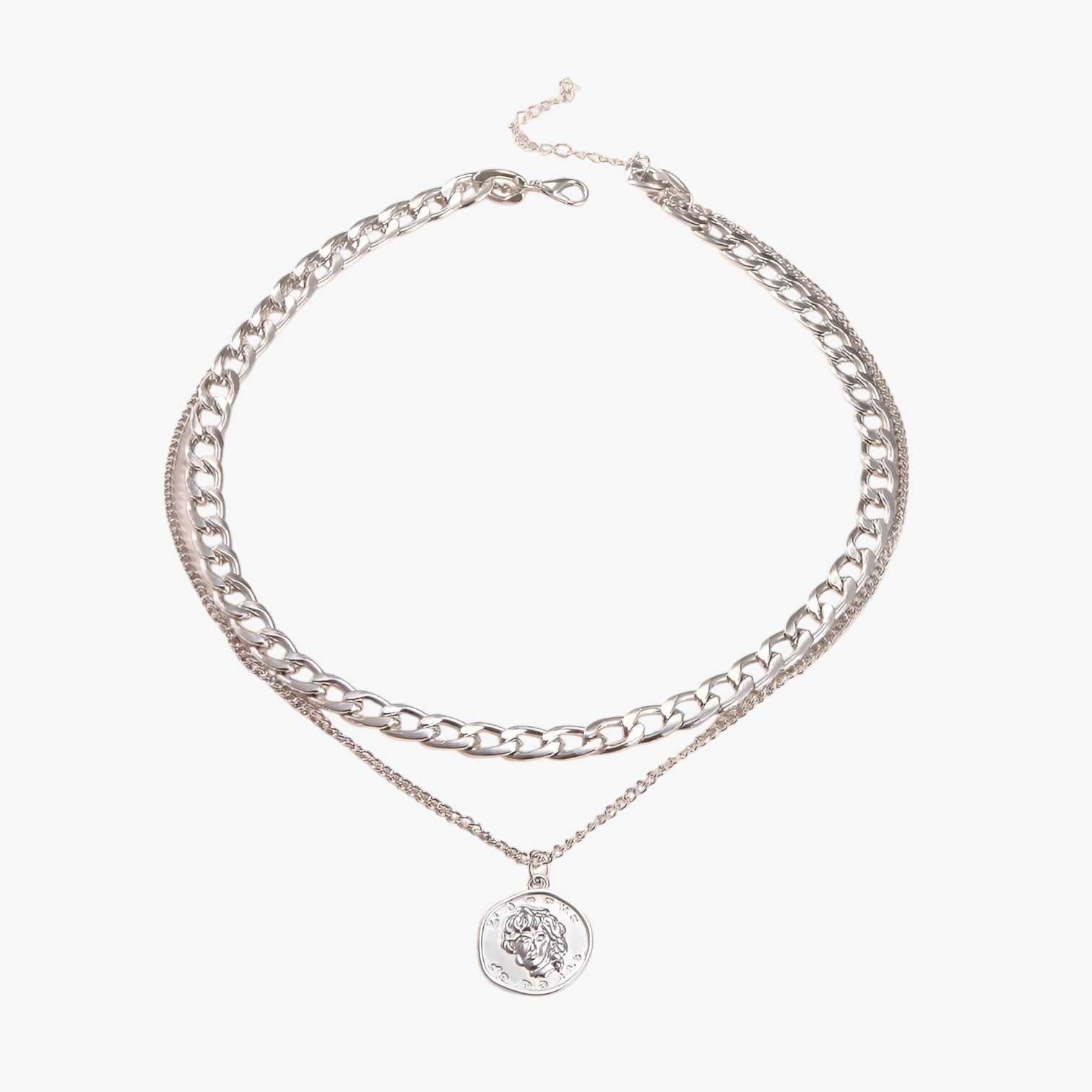 Genevieve | Flere Lag Mønt Halskæde - Sølvfarve - women's fashion - {{ product_tags }