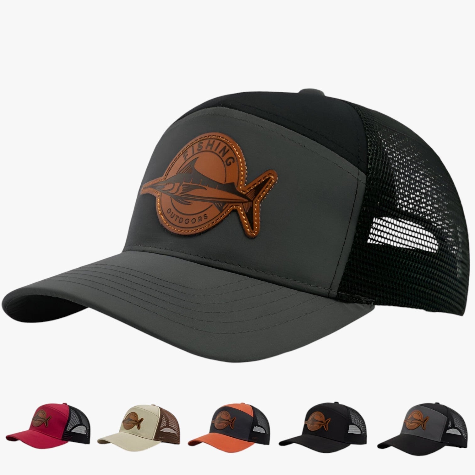Caden | Stilfuld – Sommers trucker cap med mesh og læderlabel - - men's fashion - {{ product_tags }