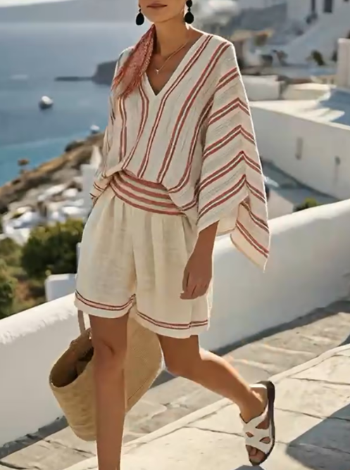 Nete | Georgia | Stribet Sommer Sæt — ubesværede kystdage i stil - - Two-Piece Set - {{ product_tags }