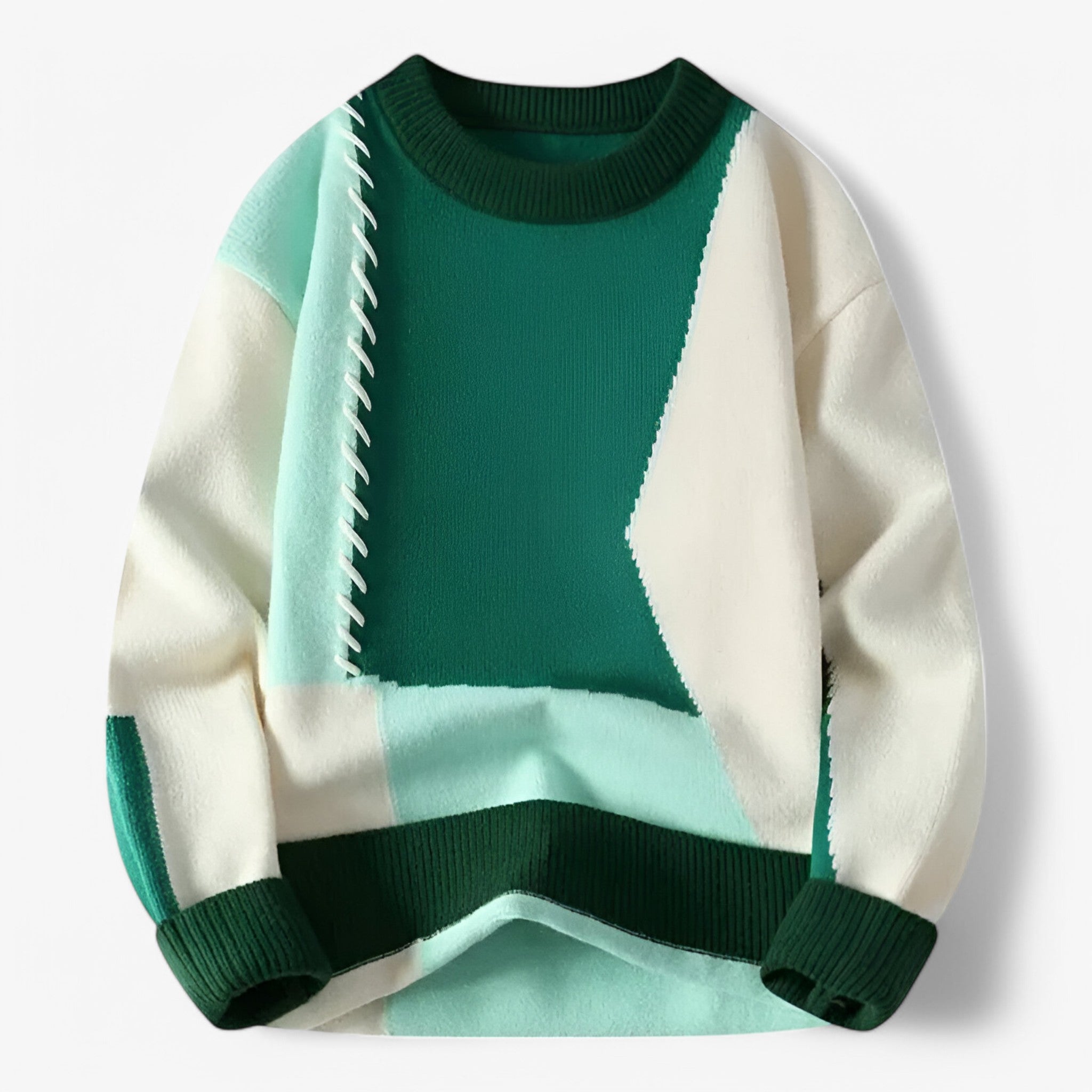 Zane | Strikket sweater - unik og komfortabel - Grøn hvid - women's fashion - {{ product_tags }
