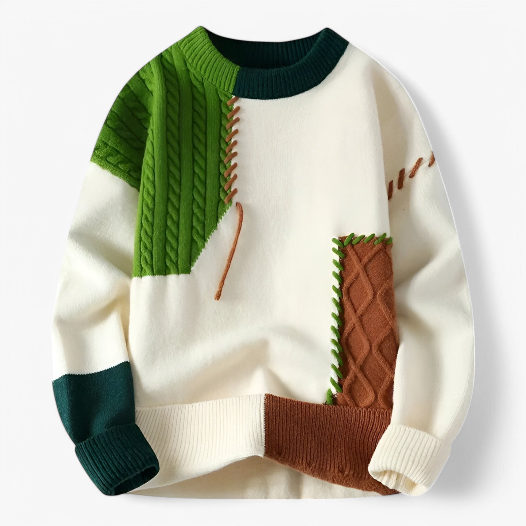 Zane | Strikket sweater - unik og komfortabel - Brun hvid - women's fashion - {{ product_tags }