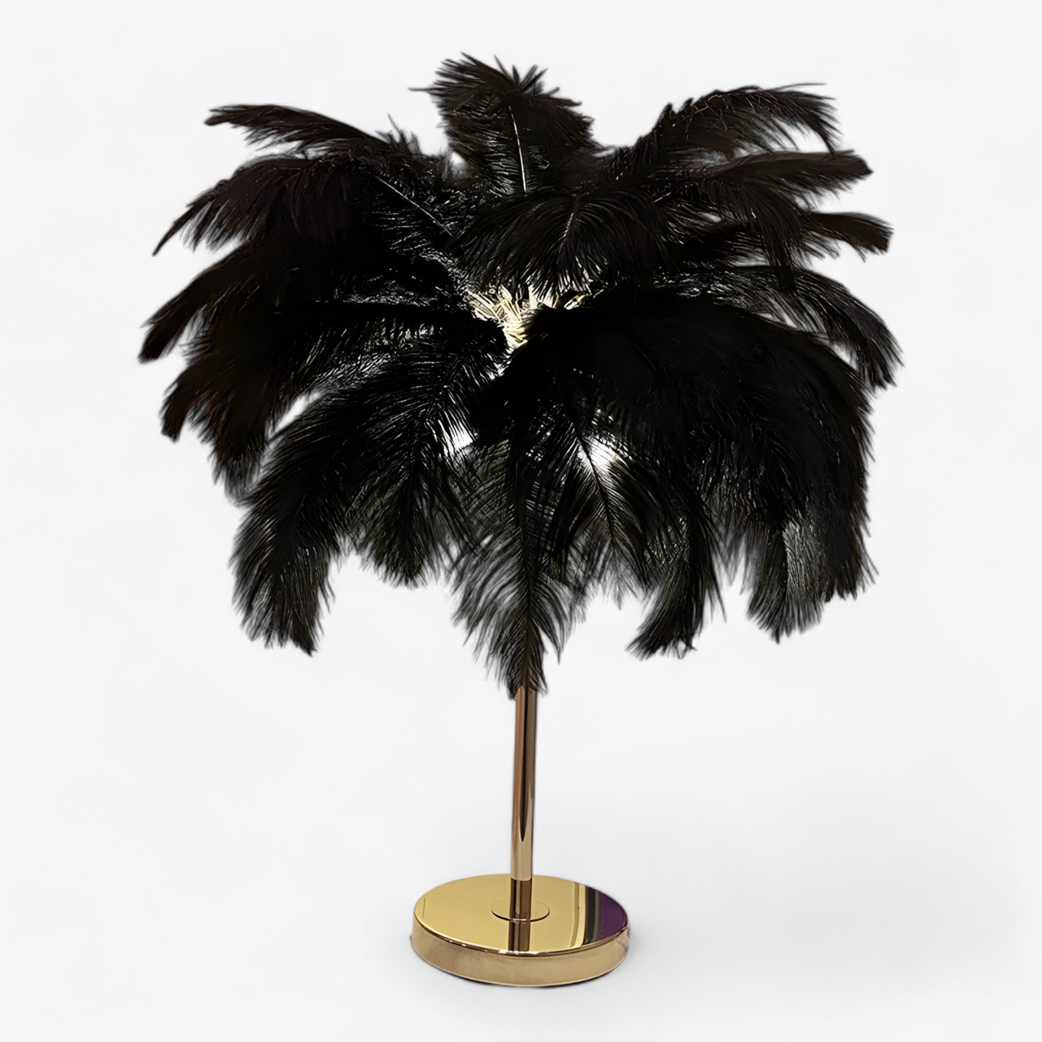 FeatherGlow | Bordlampe med berøringskontrol - LED med fjer til bryllupper og boligindretning - Sort - house & garden - {{ product_tags }
