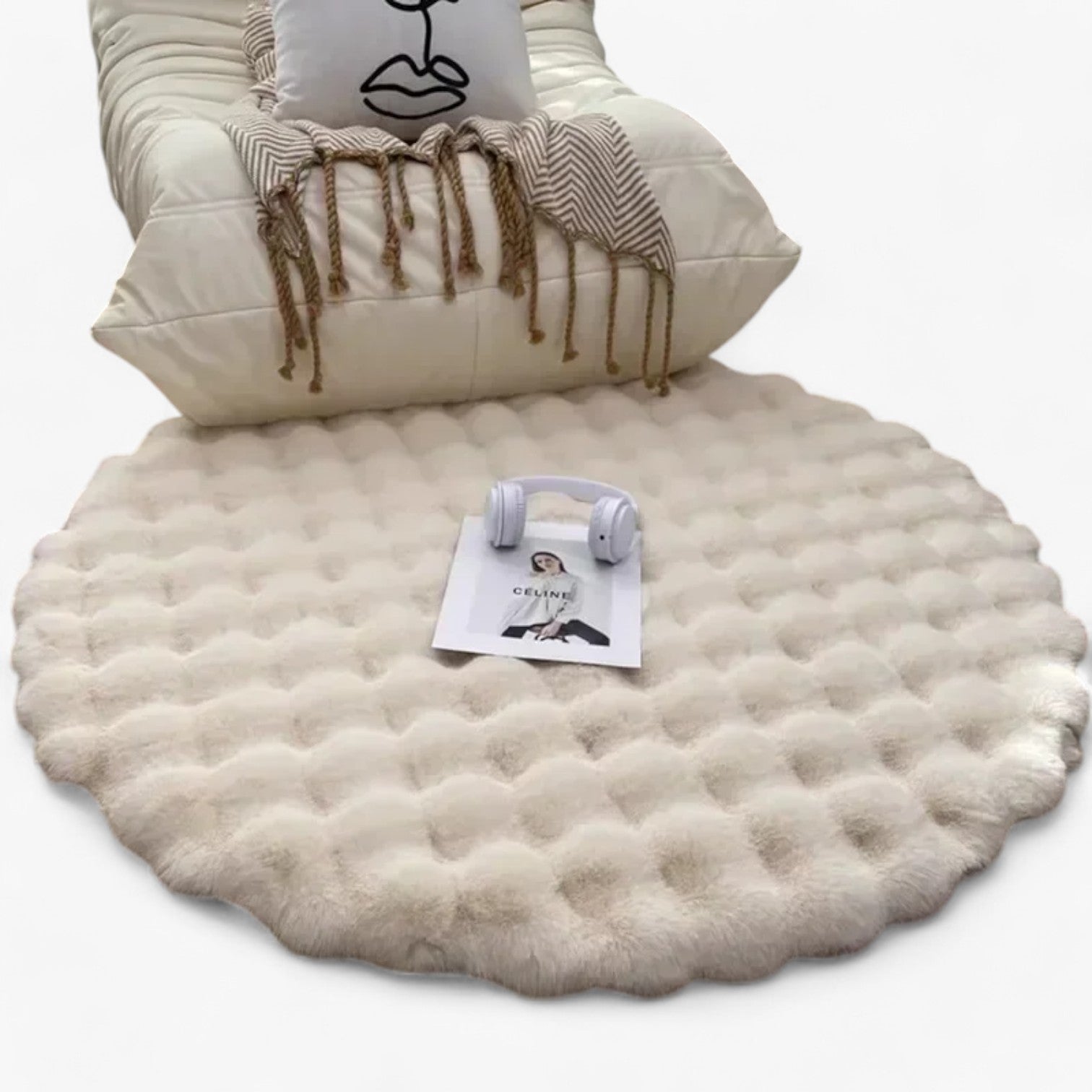 Arionna | Fluffy skridsikkert tæppe til stue og soveværelse - beige - house & garden - {{ product_tags }