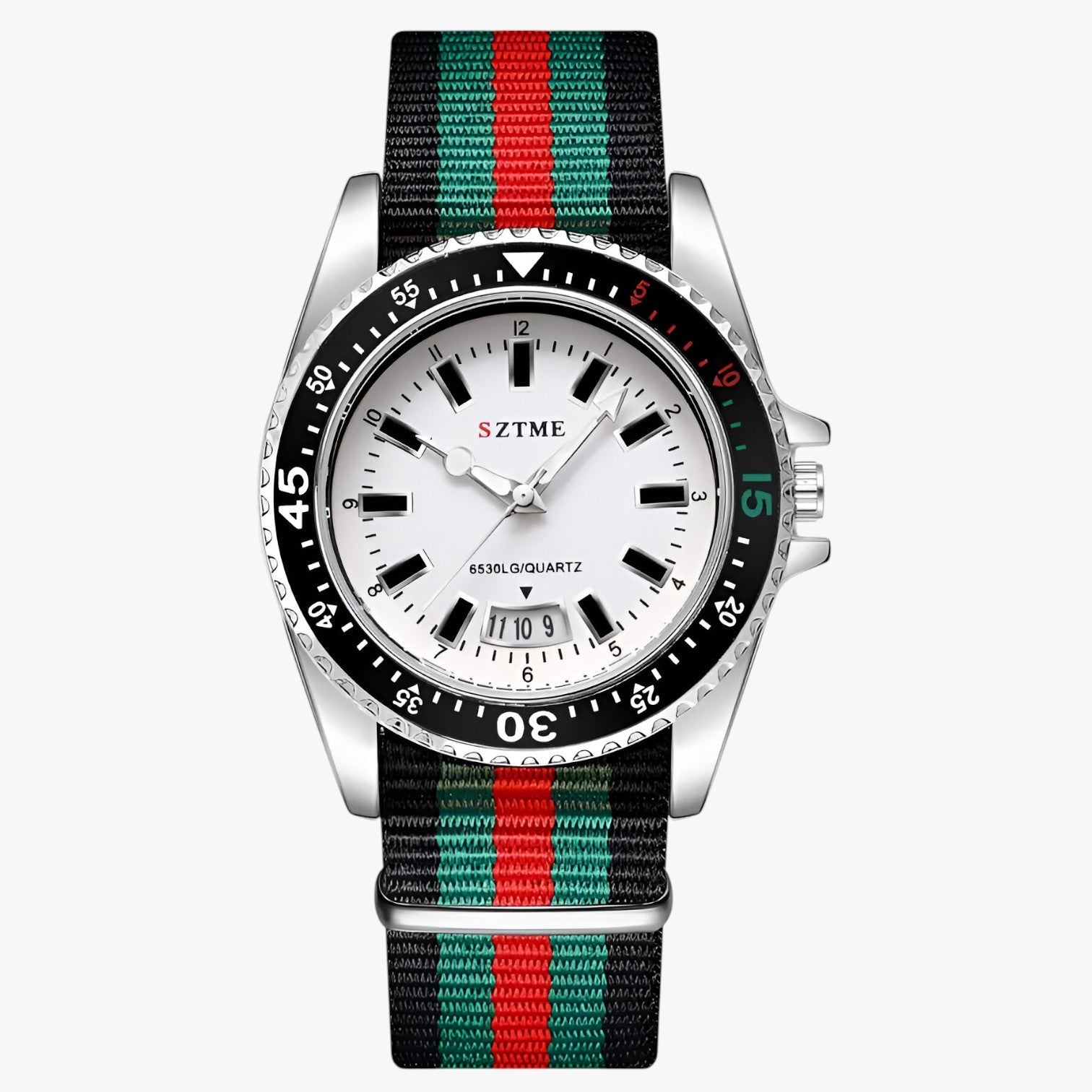 Lincoln | Elegant ur med nylonrem og natlys - Hvid Sølv Ja - watches - {{ product_tags }