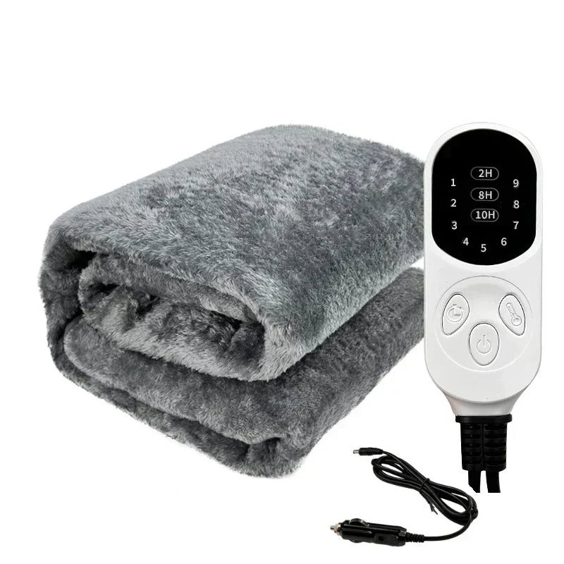 12V Elektrisk Bilvarmetæppe - Vaskbart Rejsetæppe - Grå - Home Decor - {{ product_tags }