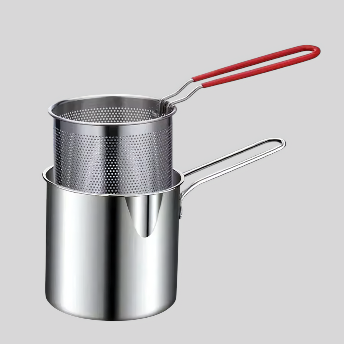 1200ML Deep Fryer with Strainer - Compact 304 Stainless Steel