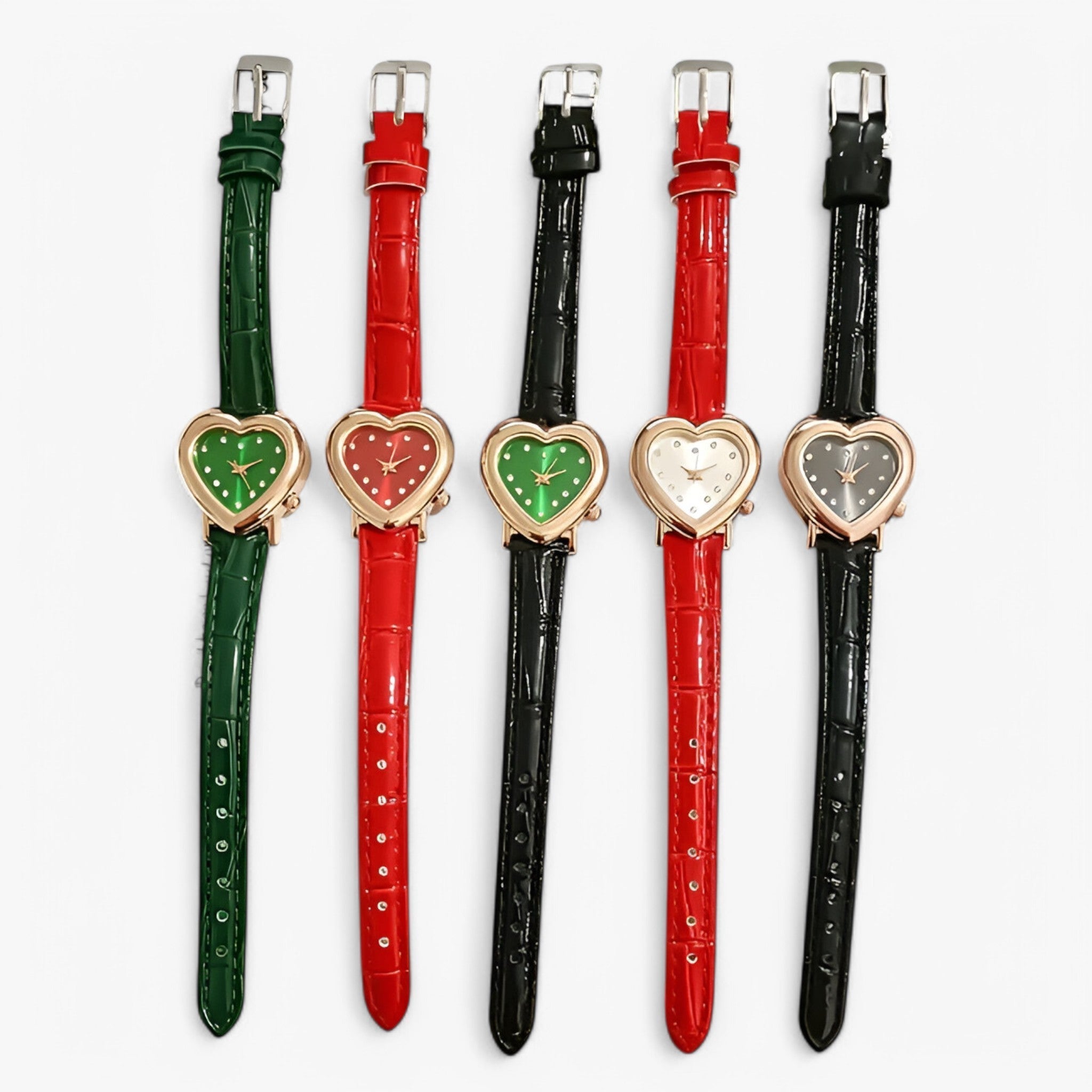 Kate | Elegant rosaguld dameur med hjerteformet urskive og læderrem - - watches - {{ product_tags }