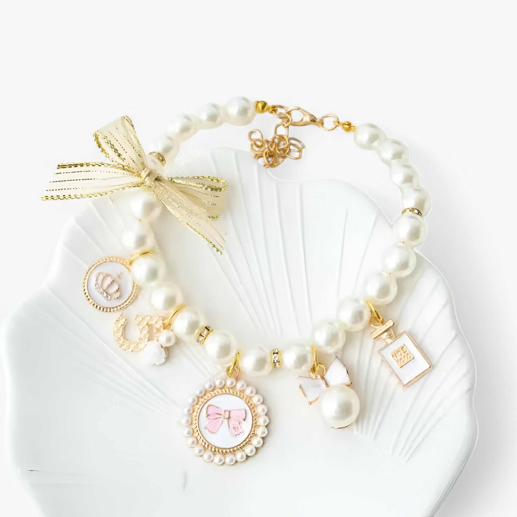 Bella | Luxe Perlekra til Huseinler med Strass - Hvid - other - {{ product_tags }