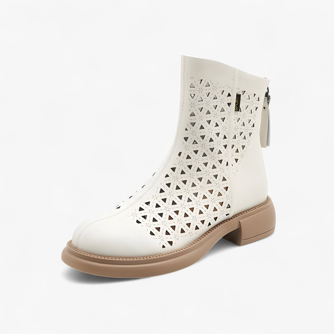 Irene | Sommertrekkstøvler med perforeret platform og lynlås bagpå - Beige - Irene | Sommertrekkstøvler med perforeret platform og lynlås bagpå - €25 - {{ product_tags }