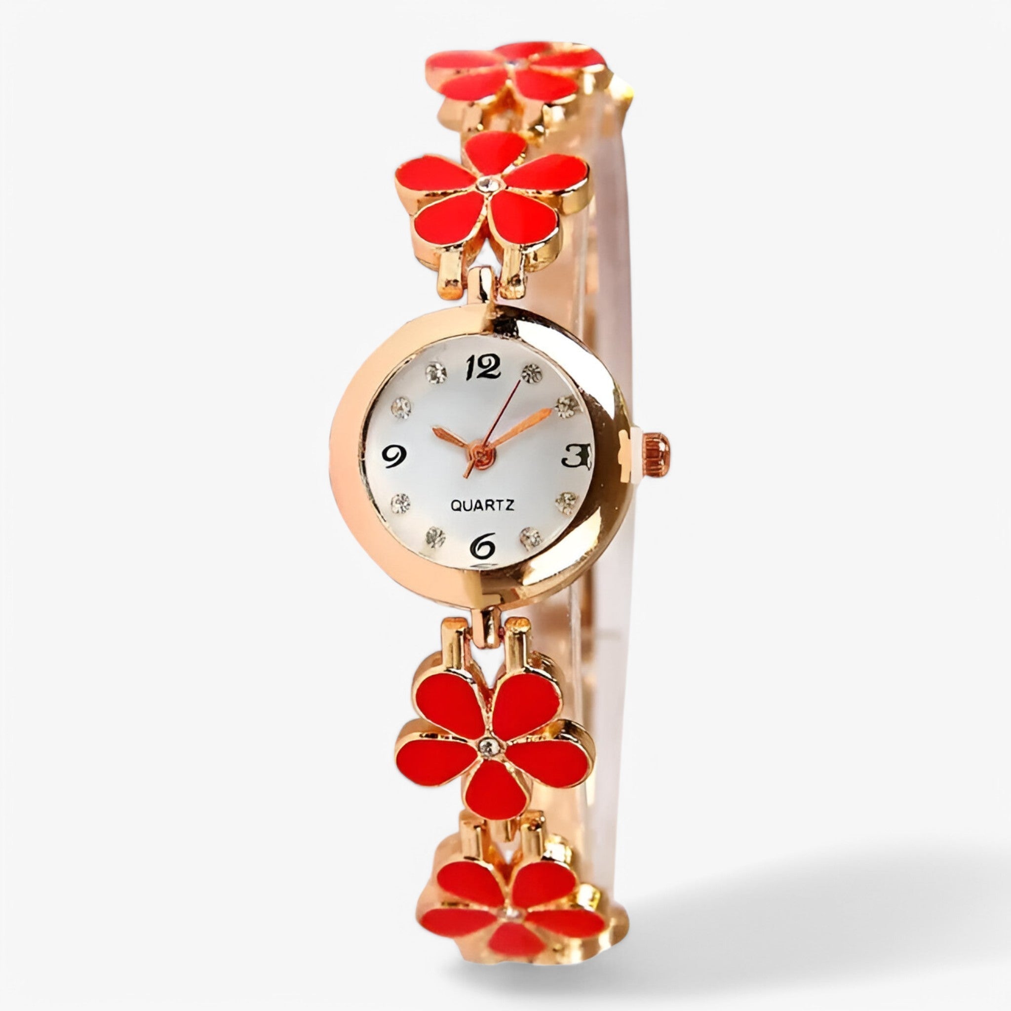 Juliette | Blomster og småkager analogt kvarts armbåndsur til kvinder - Rød - watches - {{ product_tags }