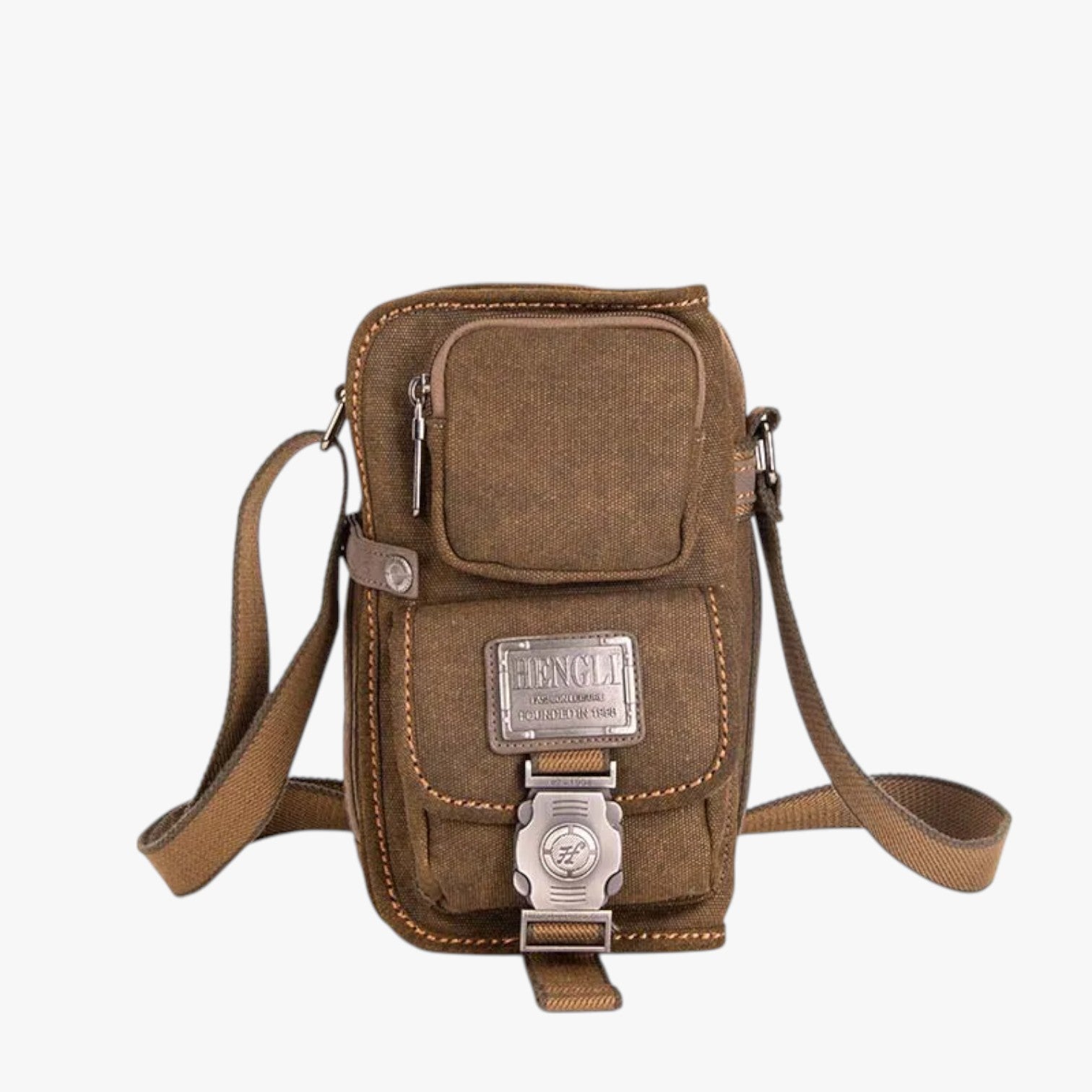 Evren | Elegant og praktisk: crossbody-tasken i vævet materiale perfekt til enhver rejse - Kaffefarve - bags - {{ product_tags }