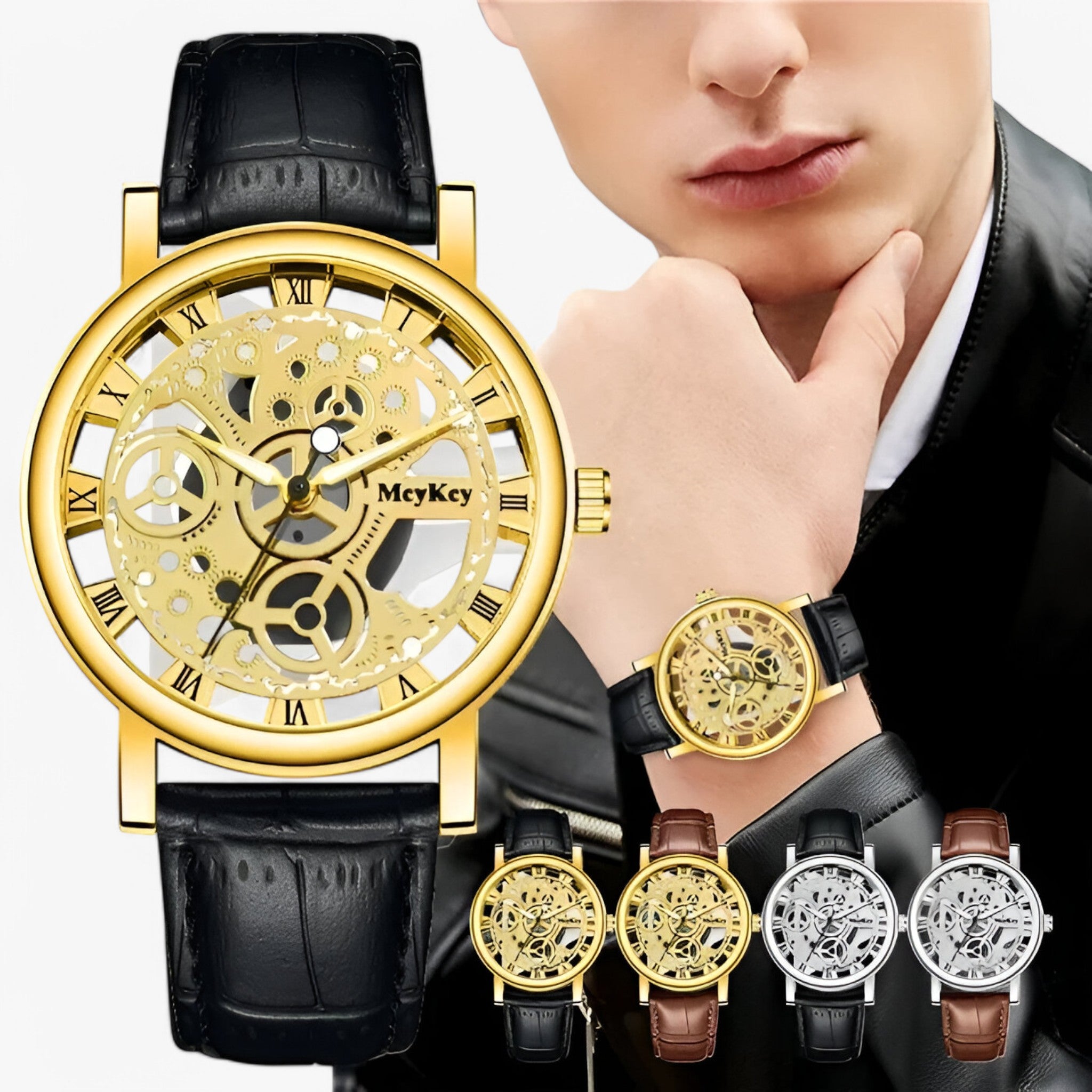 Leo | Quartz ur med perforeret rem - - watches - {{ product_tags }