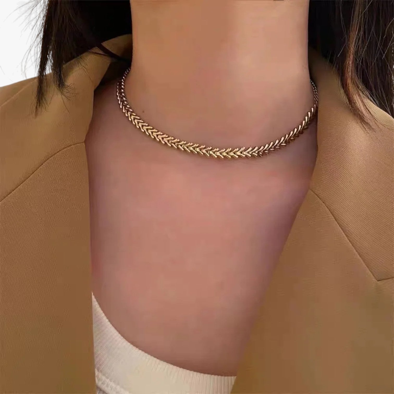 Anastasia | Botformet RVS Choker Halskæde - - women's fashion - {{ product_tags }
