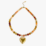 Peri | Colorful waterproof pearl necklace with golden heart