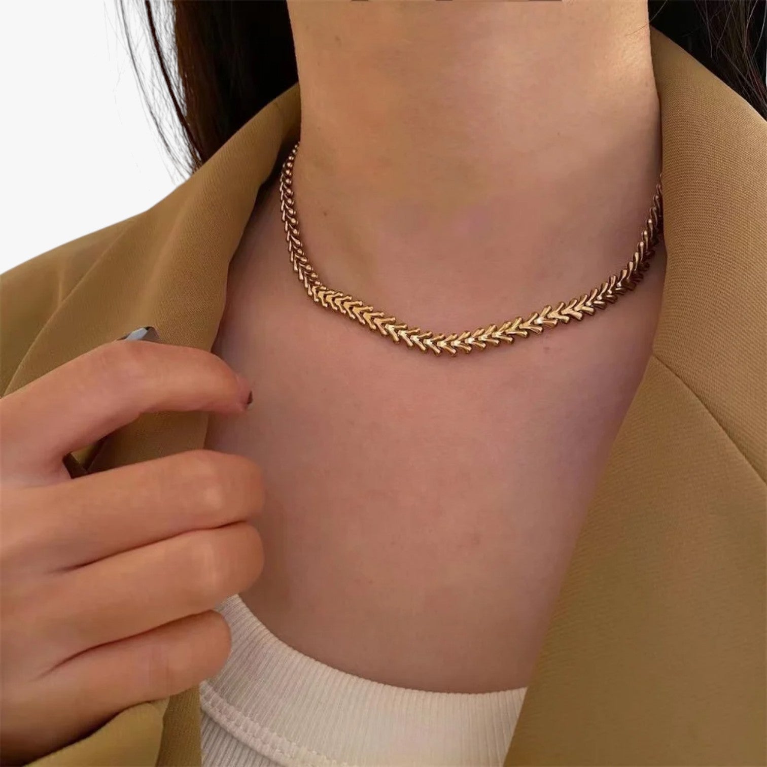 Anastasia | Botformet RVS Choker Halskæde - - women's fashion - {{ product_tags }