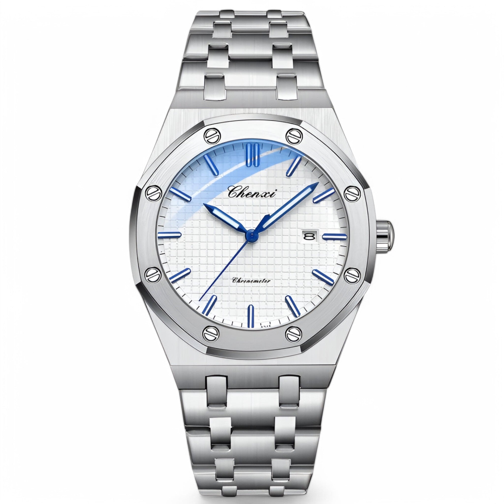 Caleb | Tidløst Elegant Guld Quartz Ur - Sølv hvid - watches - {{ product_tags }