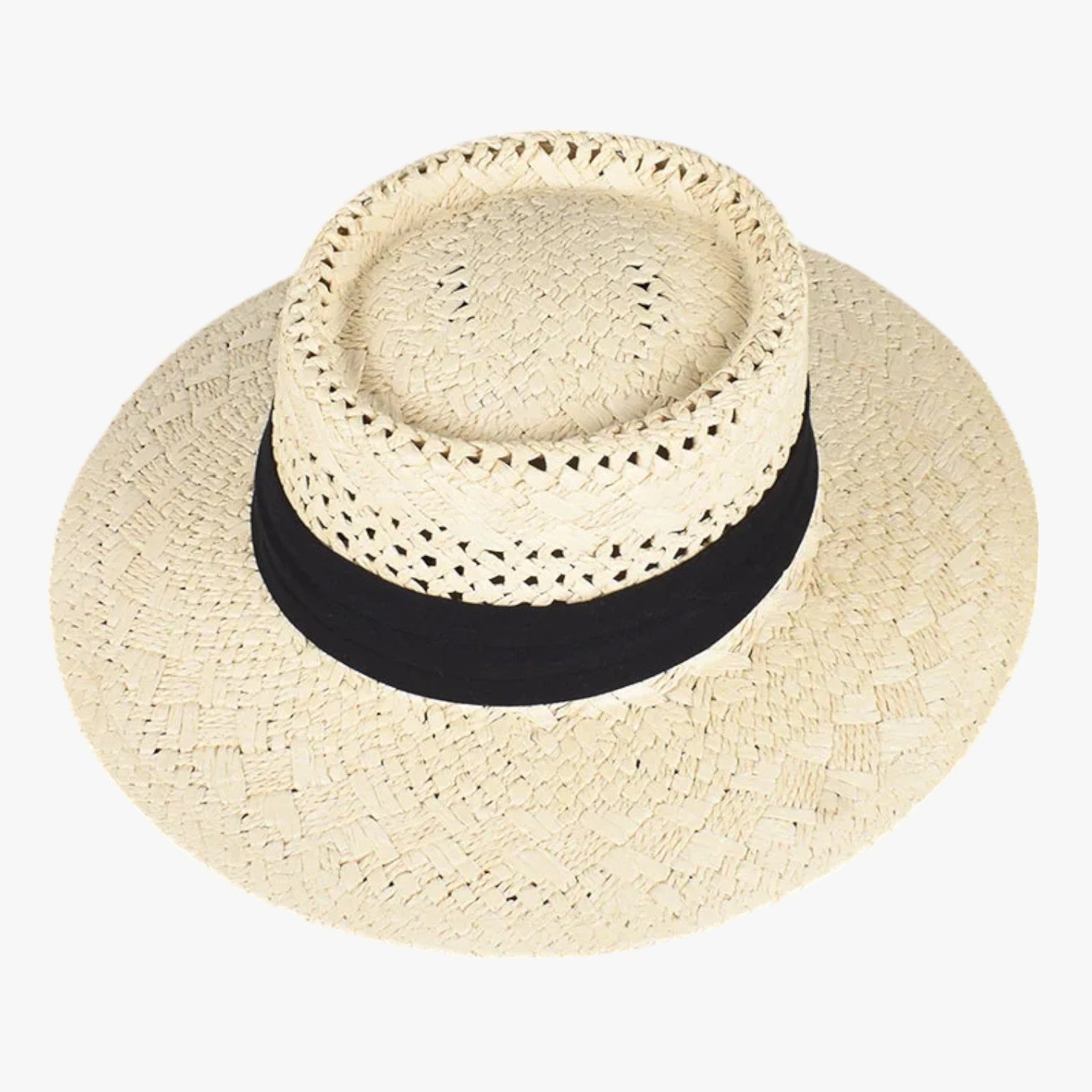 Edith | Sommerhat med bred skygge - Beige-Sort Ca. 56-58cm - Edith | Sommerhat med bred skygge - €25 - {{ product_tags }