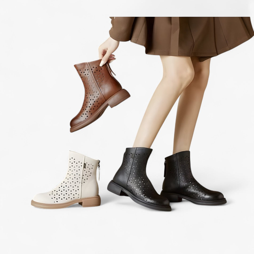 Irene | Sommertrekkstøvler med perforeret platform og lynlås bagpå - - Irene | Sommertrekkstøvler med perforeret platform og lynlås bagpå - €25 - {{ product_tags }
