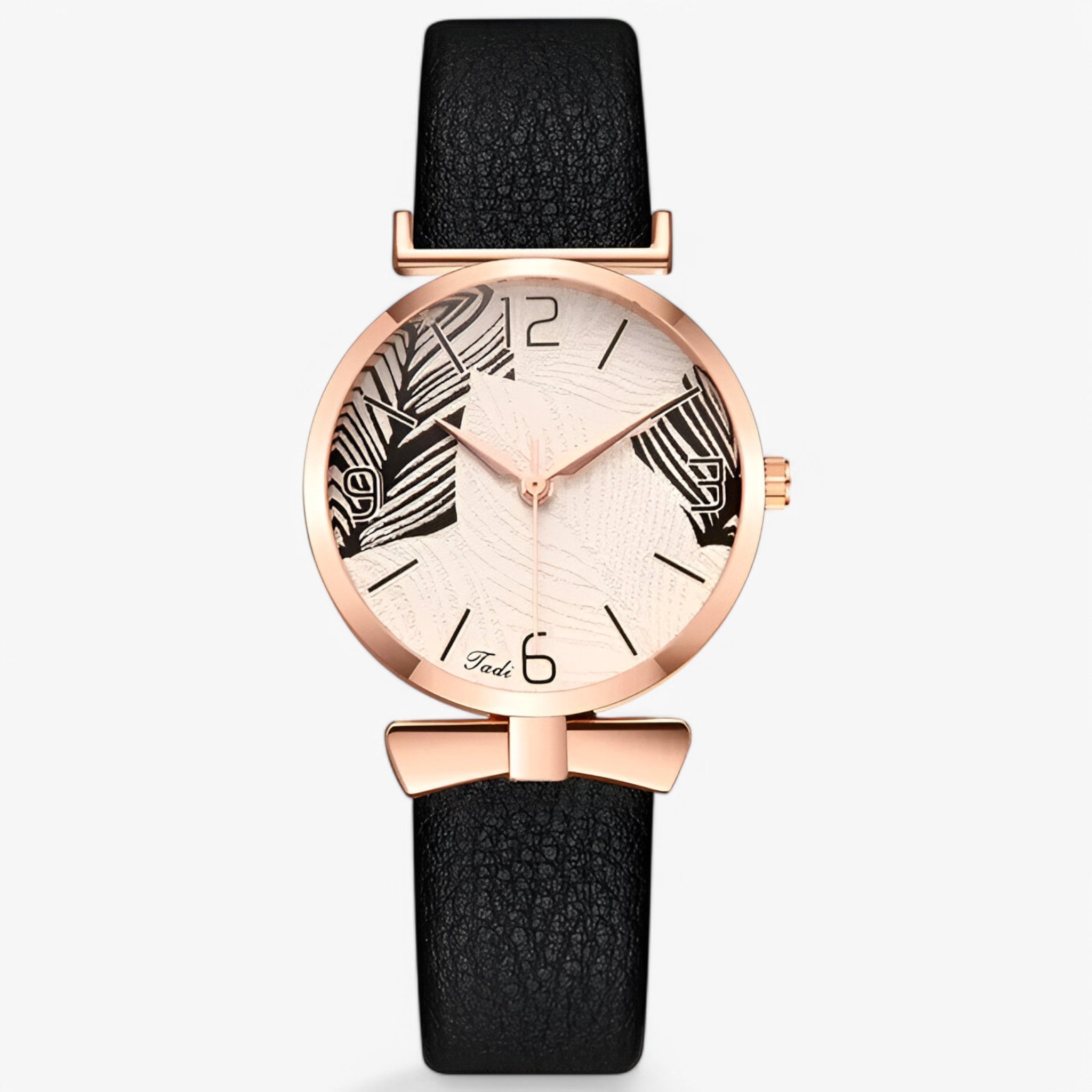 Lesley | Dameur med digitalt quartz urværk og bladmotiv - Sort - watches - {{ product_tags }