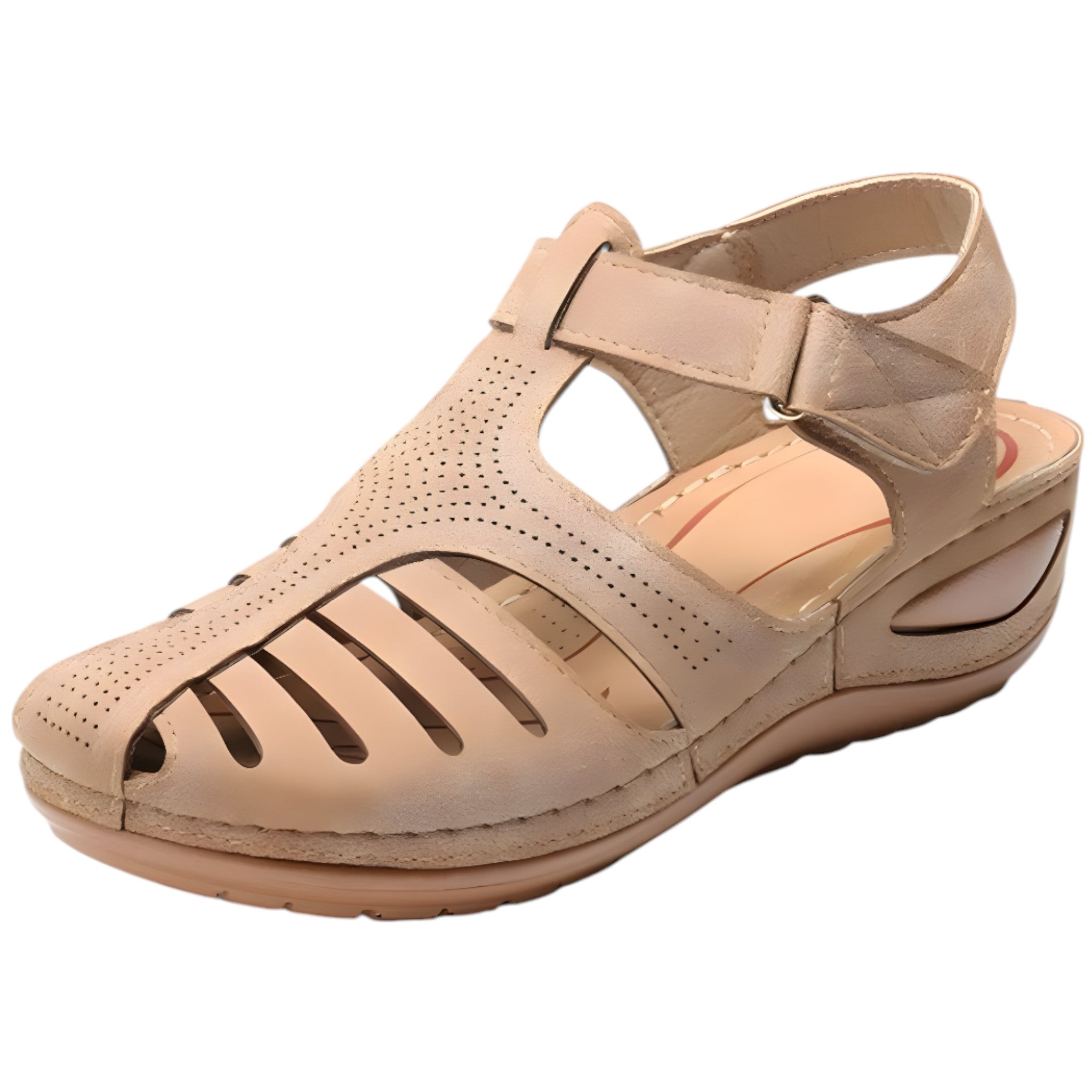 Nova | Komfortabel perforeret sandaler med strop - Beige - Nova | Komfortabel perforeret sandaler med strop - €25 - {{ product_tags }