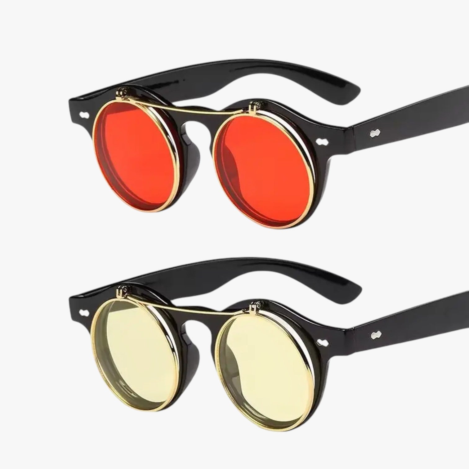 Zain | Retro unisex solbriller med dobbelt linse flip & UV-beskyttelse - - Zain | Retro unisex solbriller med dobbelt linse flip & UV-beskyttelse - €25 - {{ product_tags }