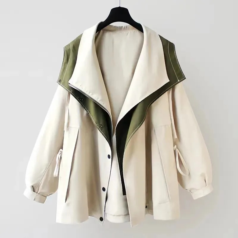 Aurora - Overdimensioneret patchwork capuchon kamin - Hvidt Paradis - women's fashion - {{ product_tags }