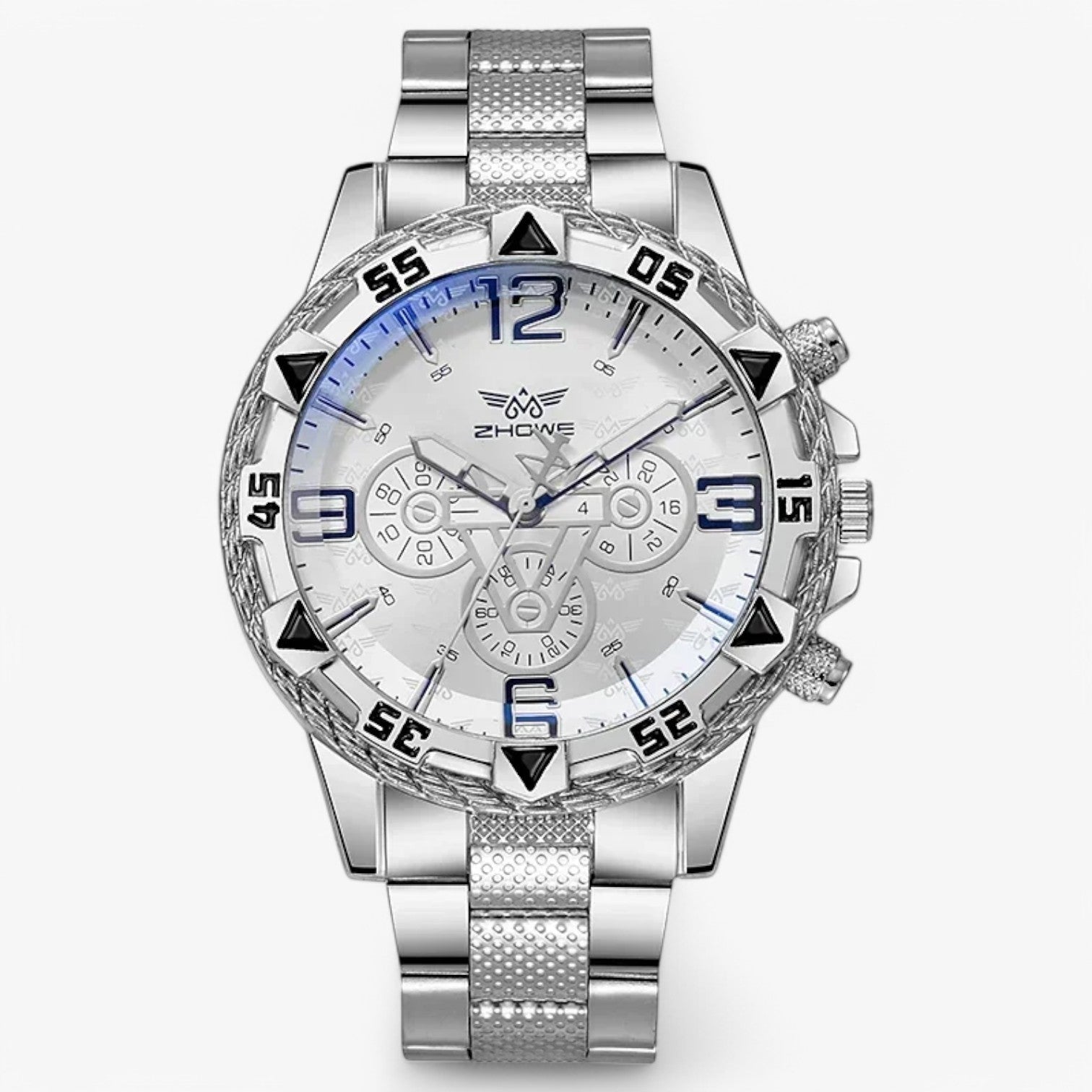 Vitalli | Luxe herreur - Stilfuld og tidløs med blå lysaccentuer - Sølv-Hvid - watches - {{ product_tags }