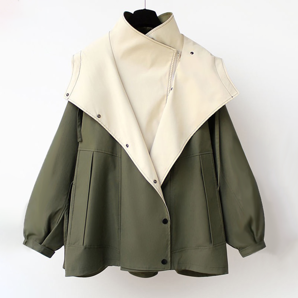 Aurora - Overdimensioneret patchwork capuchon kamin - - women's fashion - {{ product_tags }