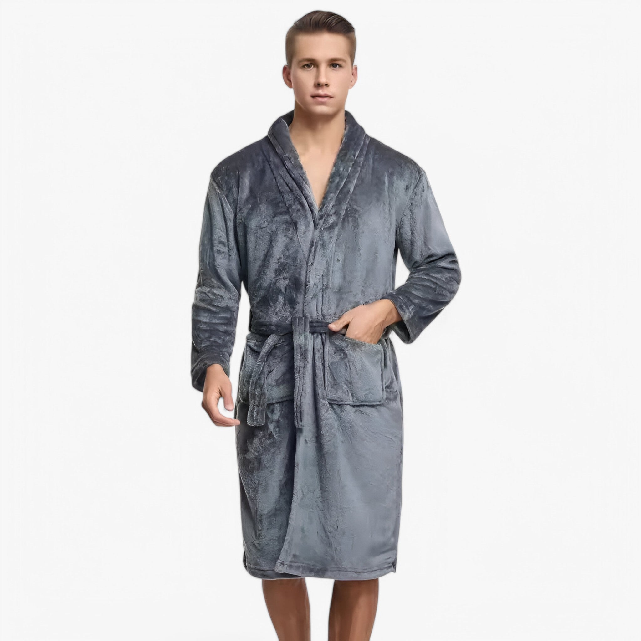 Jonas | Blød Flannel Natkjole med Lommer - Mørkegrå En Størrelse Kina - men's fashion - {{ product_tags }