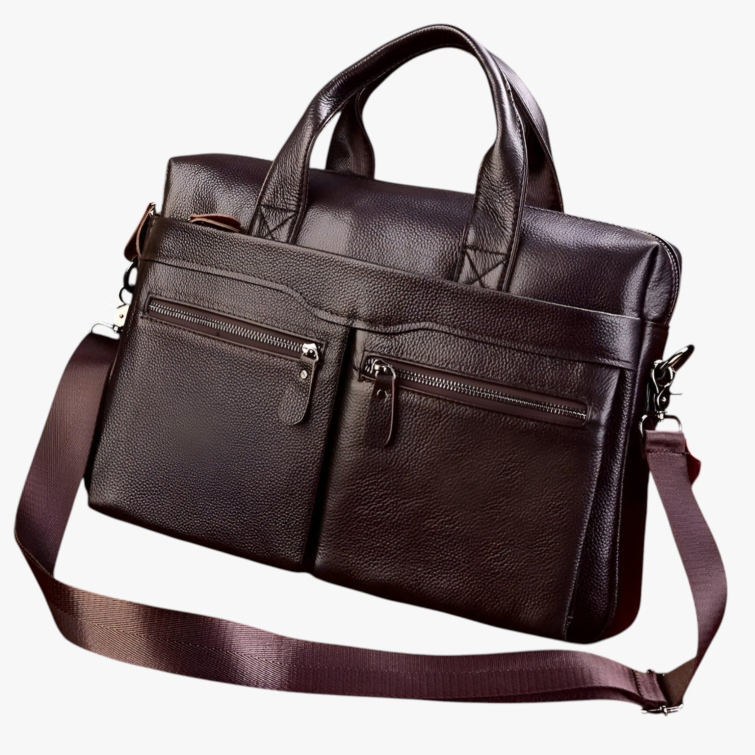 Benjamin | Elegant rejsetaske til mænd i ægte læder, aktekasse, skuldertaske til laptop - Caffè03 - bags - {{ product_tags }