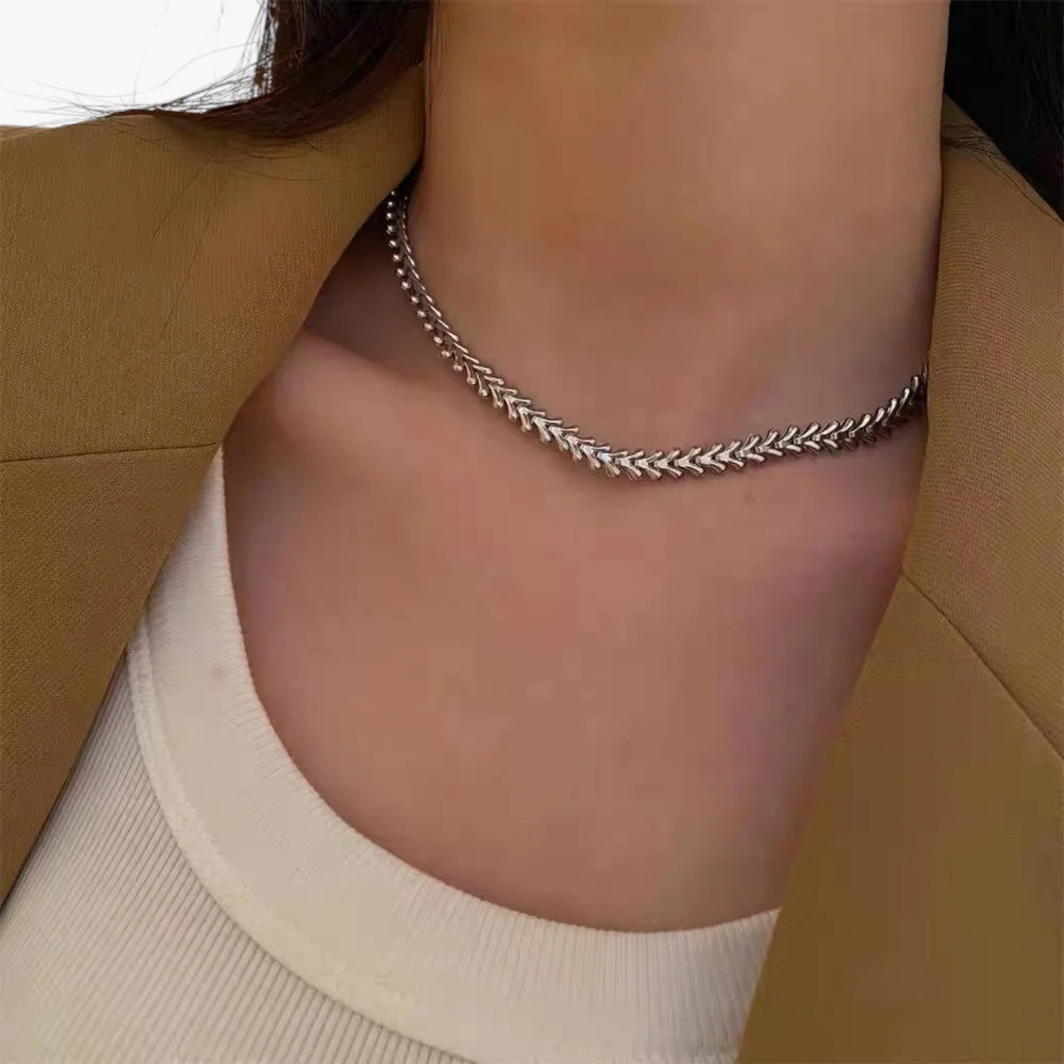 Anastasia | Botformet RVS Choker Halskæde - - women's fashion - {{ product_tags }