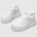 Emily | Hvide Dame Basket Sneakers Flad Fod Slide i Syntetisk Materiale