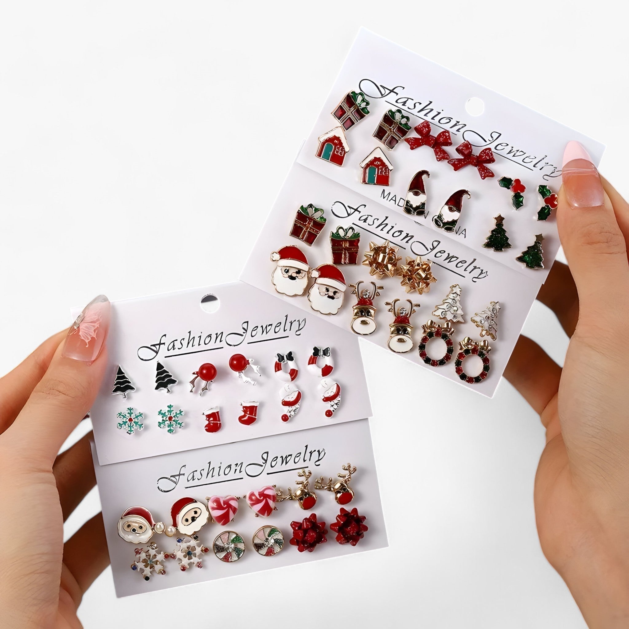 Sparkle | Sæt med 6 par juleøreringe - Glitrende design i zirkonia - - christmas - {{ product_tags }