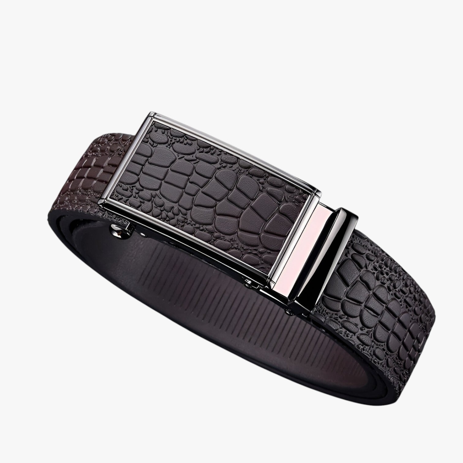 Eithan | Klassisk læderbælte med krokodilletekstur - - men's fashion - {{ product_tags }