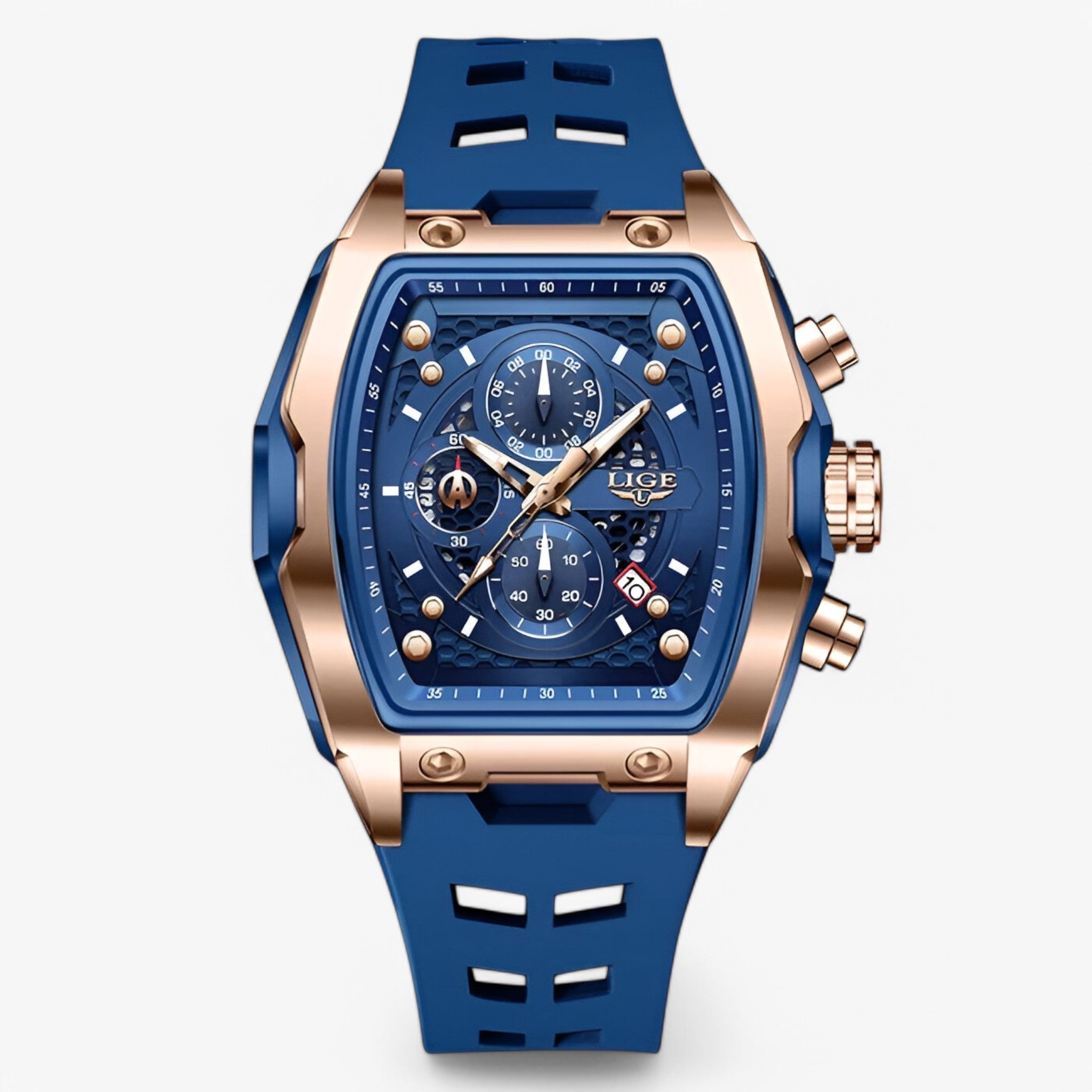Lev | Luksus silikone sportsur - Blå rosa guld - watches - {{ product_tags }