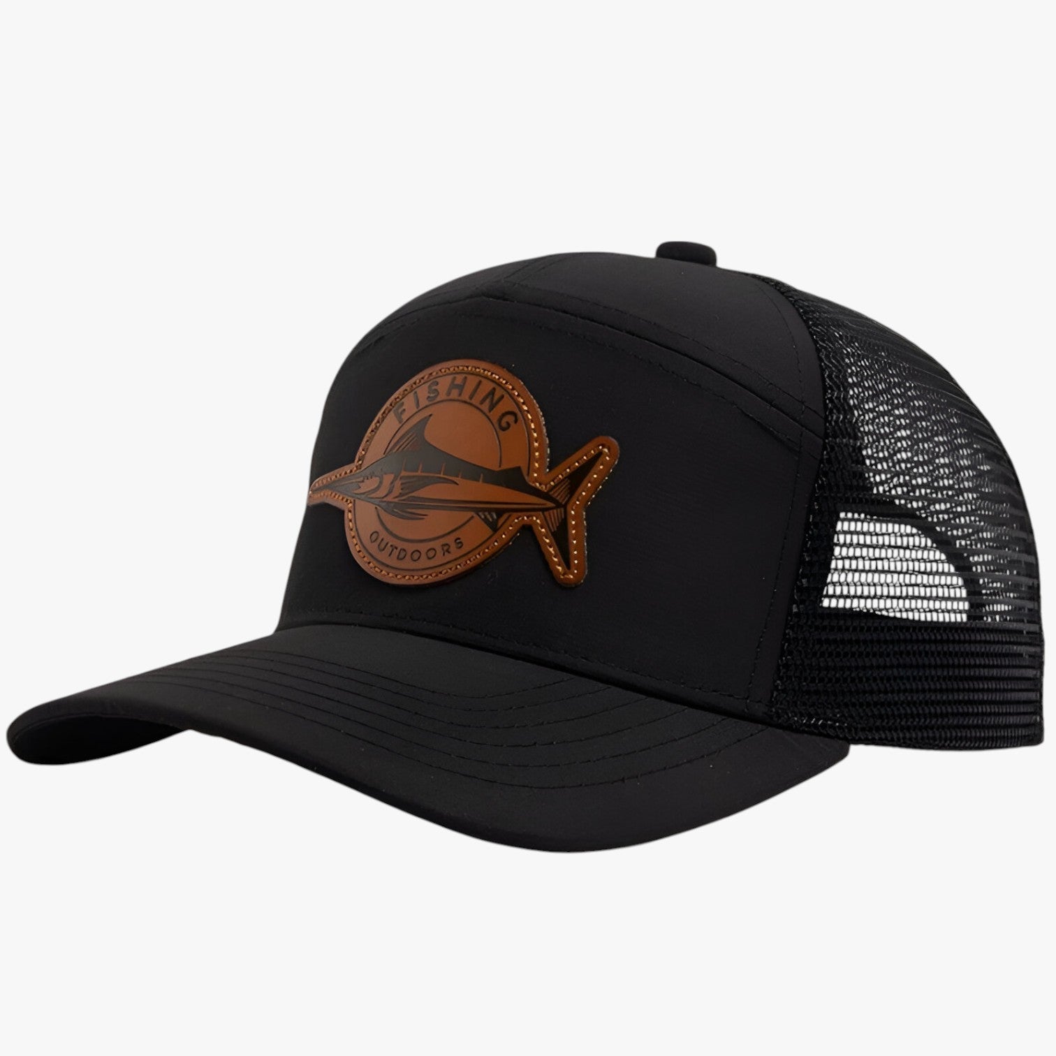 Caden | Stilfuld – Sommers trucker cap med mesh og læderlabel - sort Justerbar - men's fashion - {{ product_tags }