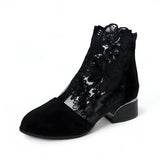 Claire | Leather boots with laces and wide heel