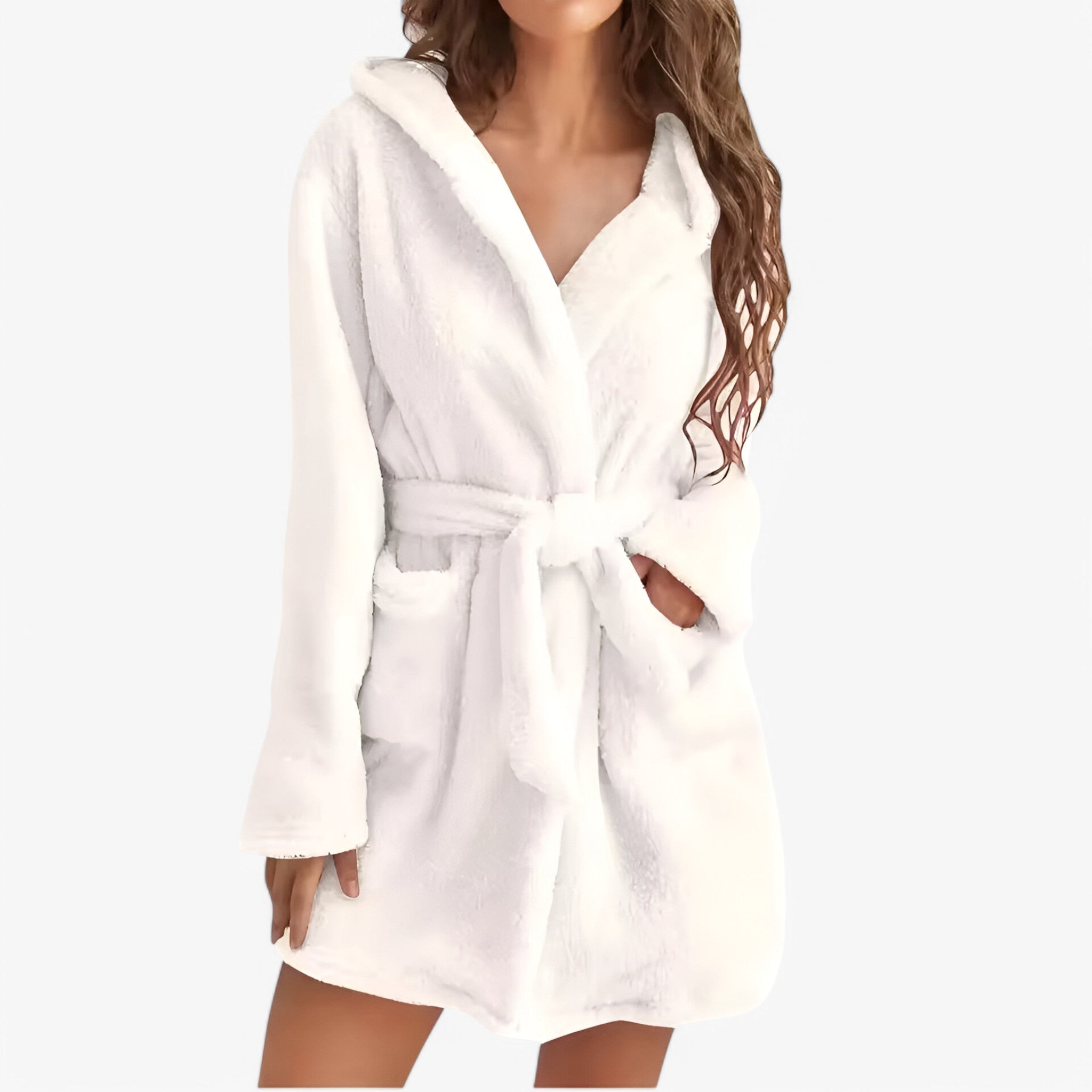 Freja | Varm og Fuzzy Hættebadekåbe - R20225Hvid - women's fashion - {{ product_tags }