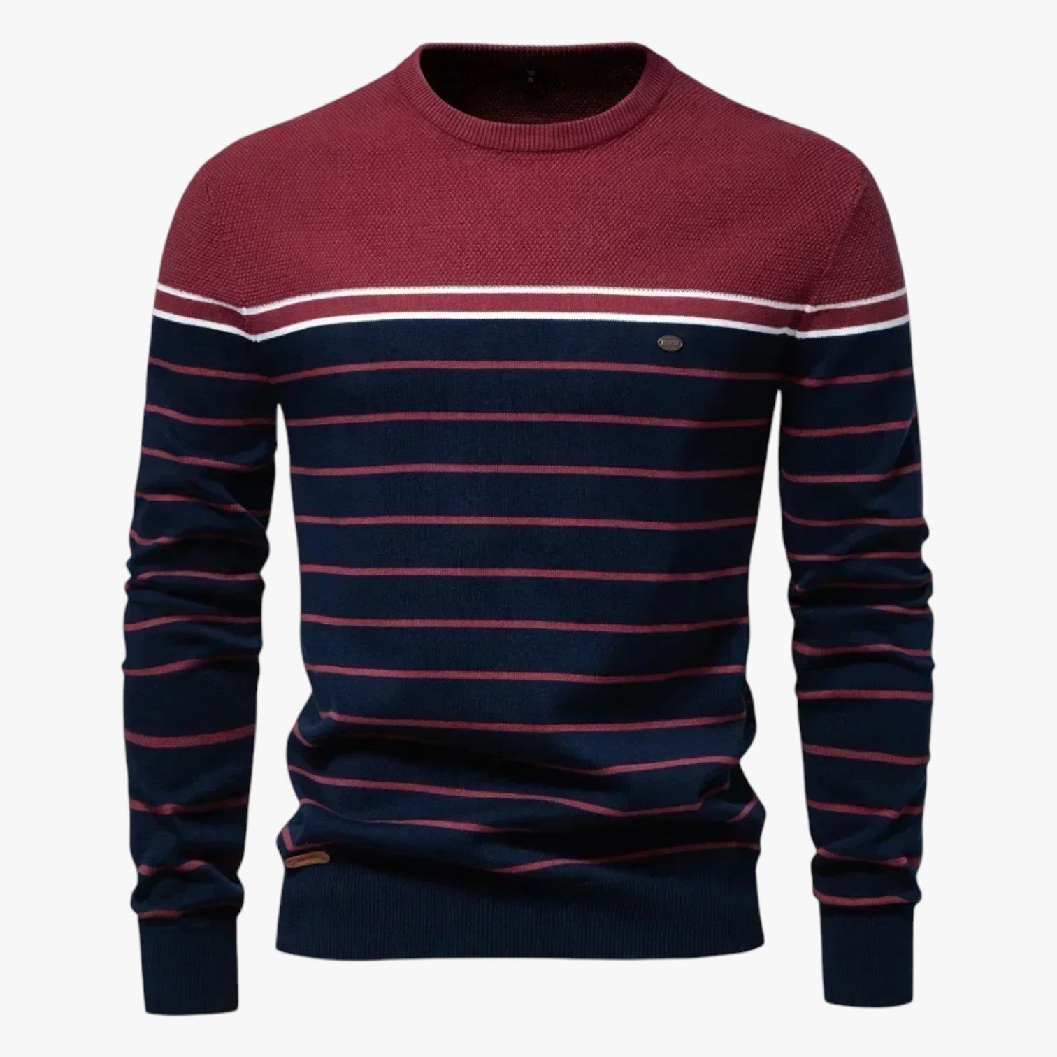 Calvin | Efterårsstribet premium sweater varm, elastisk og med perfekt stil - Rød - Calvin | Efterårsstribet premium sweater varm, elastisk og med perfekt stil - €25 - {{ product_tags }