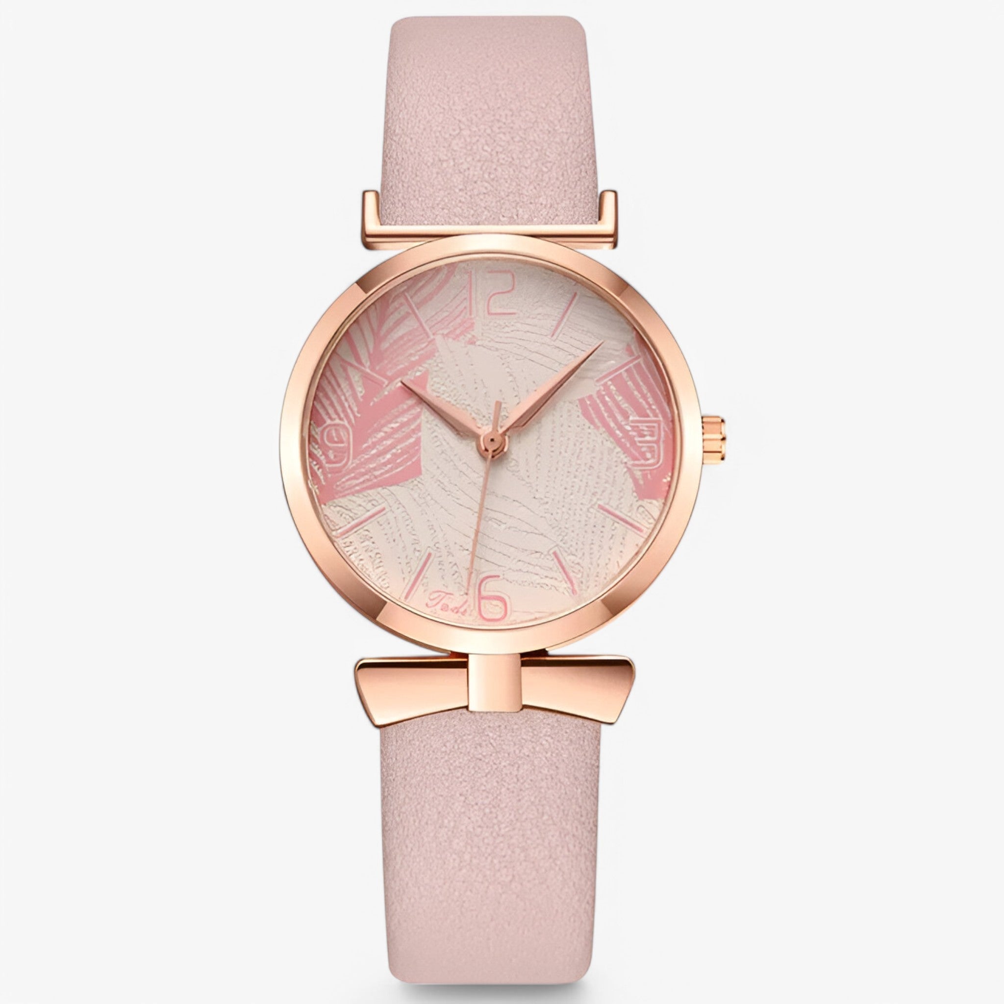 Lesley | Dameur med digitalt quartz urværk og bladmotiv - Lyserød - watches - {{ product_tags }