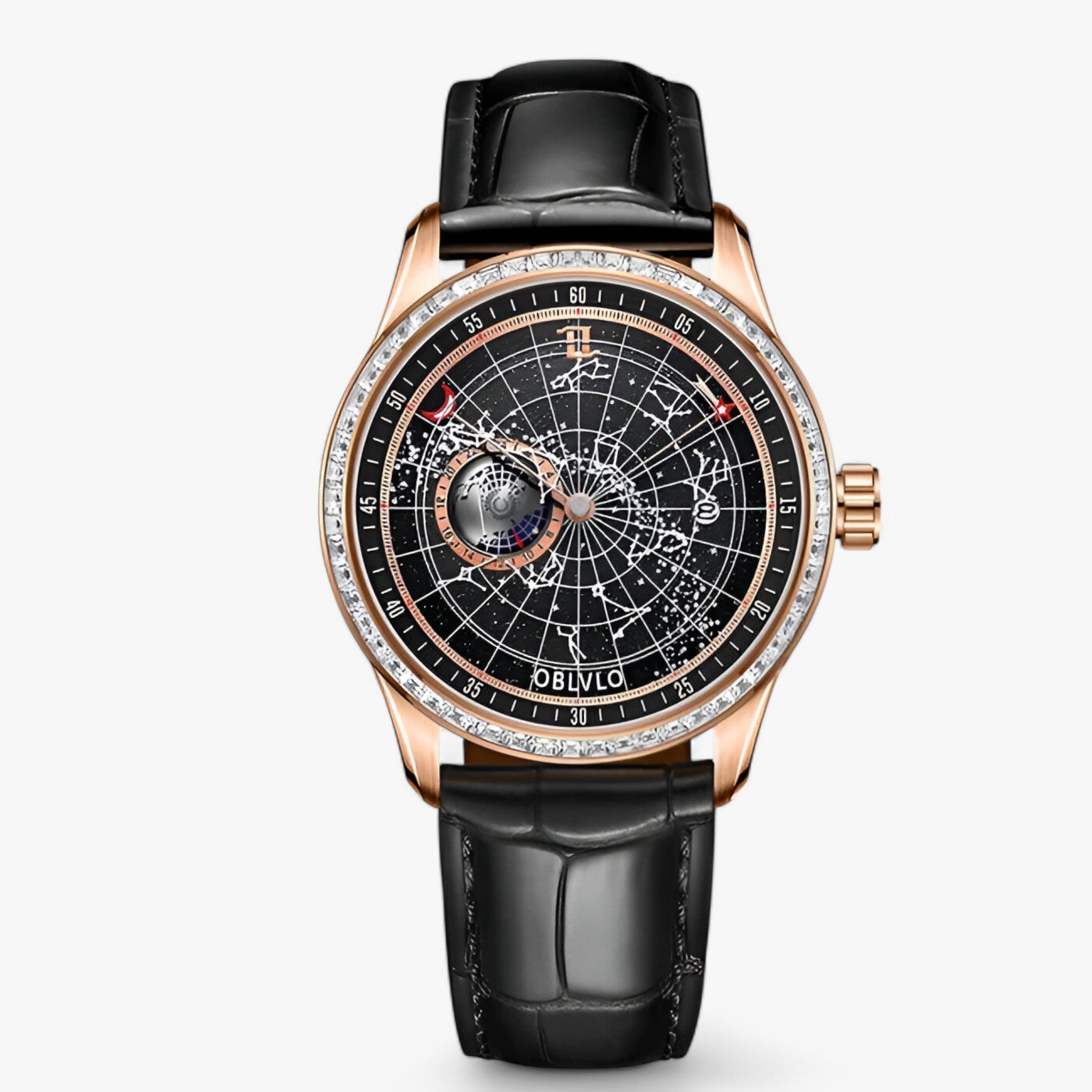 Apollo | Luksus mekanisk ur med læderrem - sort guld - watches - {{ product_tags }