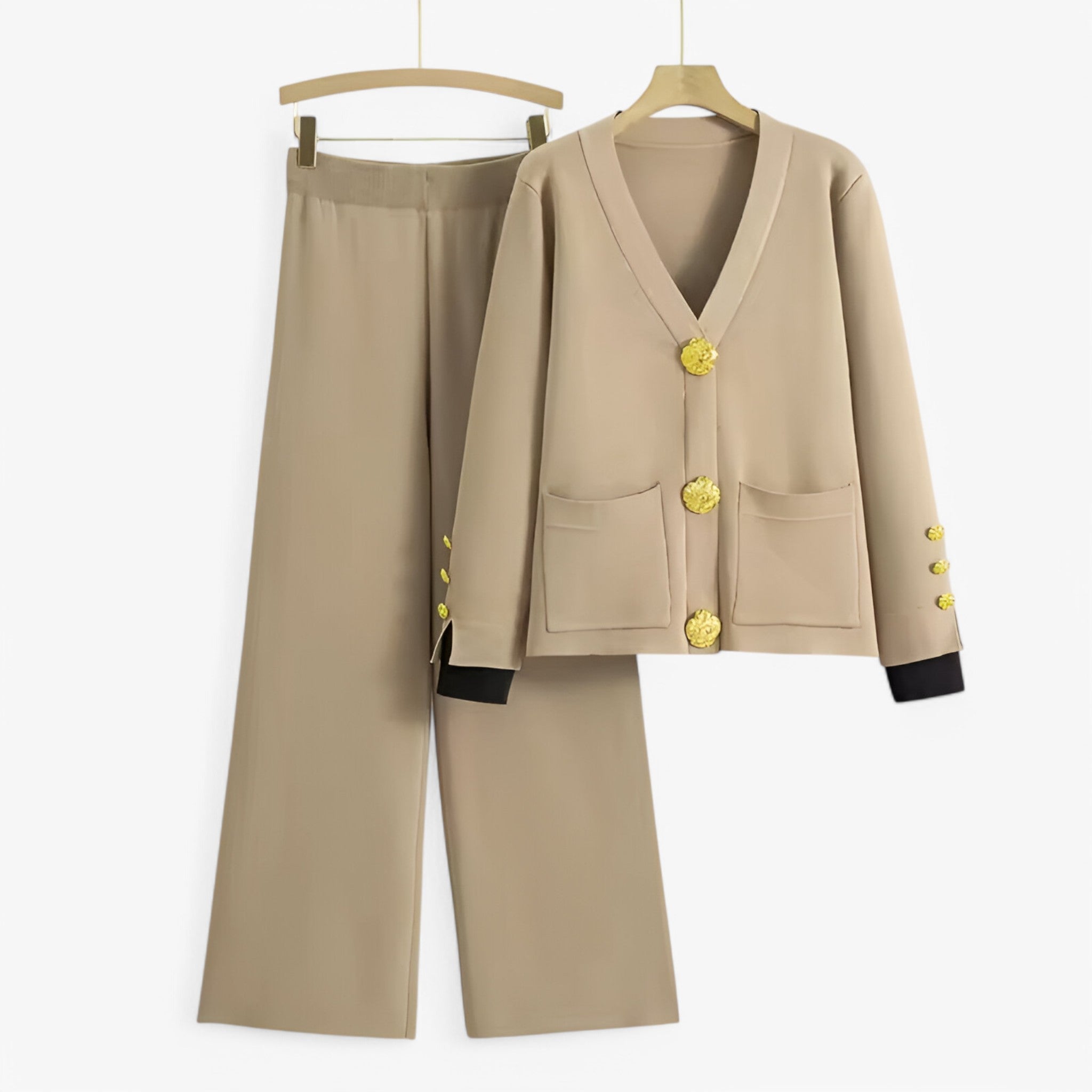 Elena | Strikket todelt sæt med cardigan og bukser - - women's fashion - {{ product_tags }