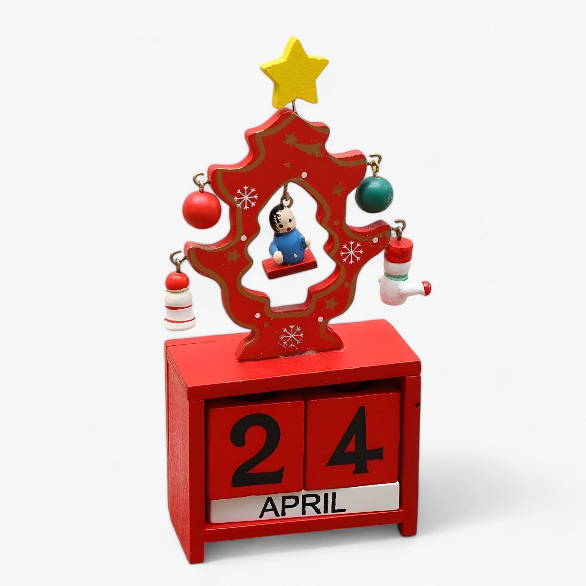 Højtidsnedtælling Magi | Træjulekalender med nisse og snemands - Tilføj spænding til dine højtider - Stil 5 1 +1 GRATIS 7,5X3,3X16cm - christmas - {{ product_tags }