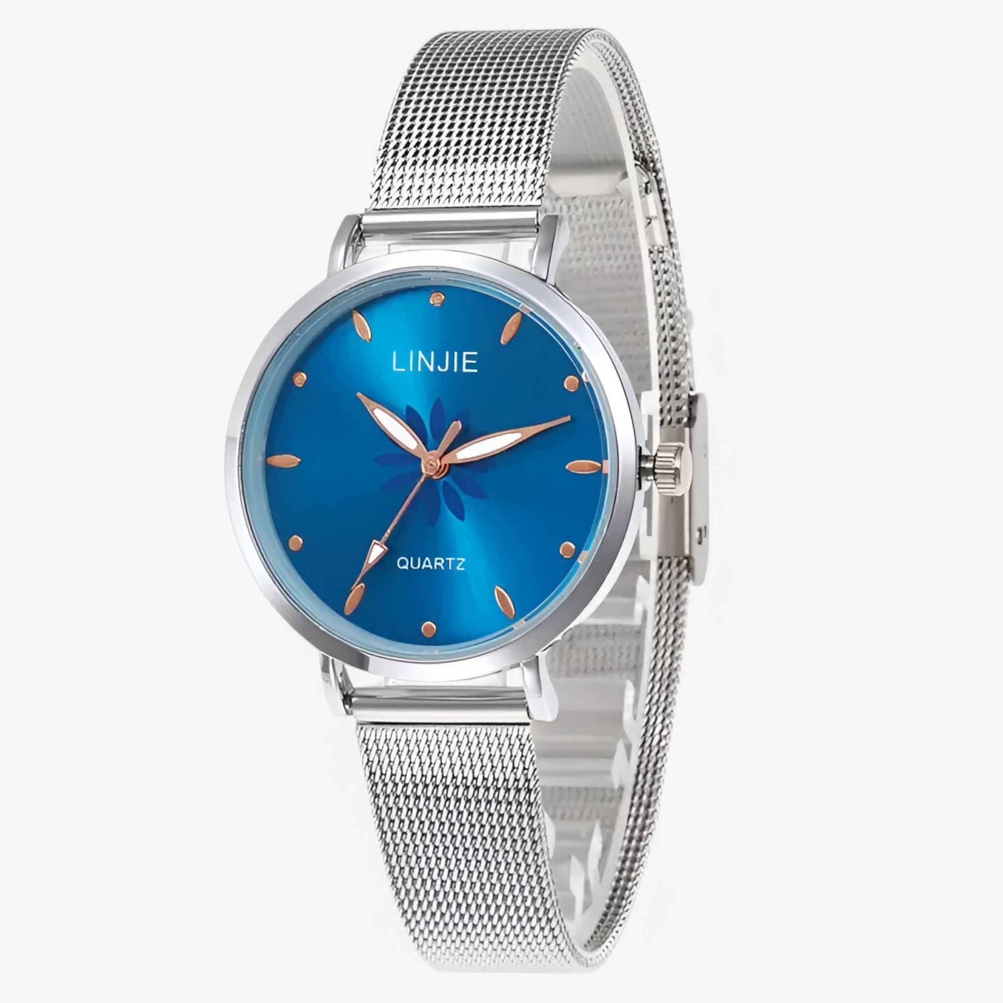 Emma | Minimalistisk sølvur med blomster og stålrem - - watches - {{ product_tags }