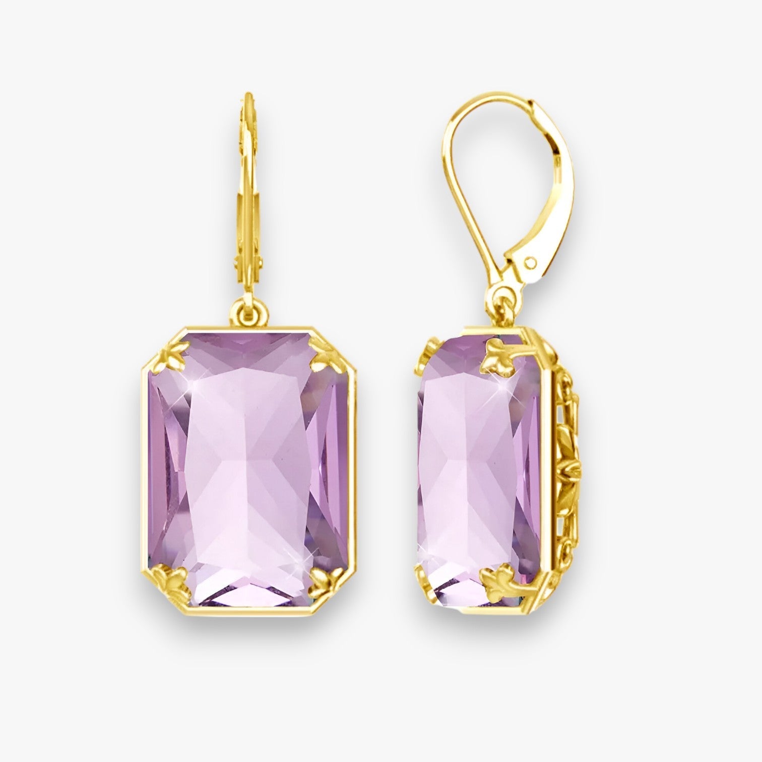 Amelia | Blå Topas Dangle Øreringe – Funklende Guld og Sølv - Rosa Krystal - Amelia | Blå Topas Dangle Øreringe – Funklende Guld og Sølv- €25 - {{ product_tags }