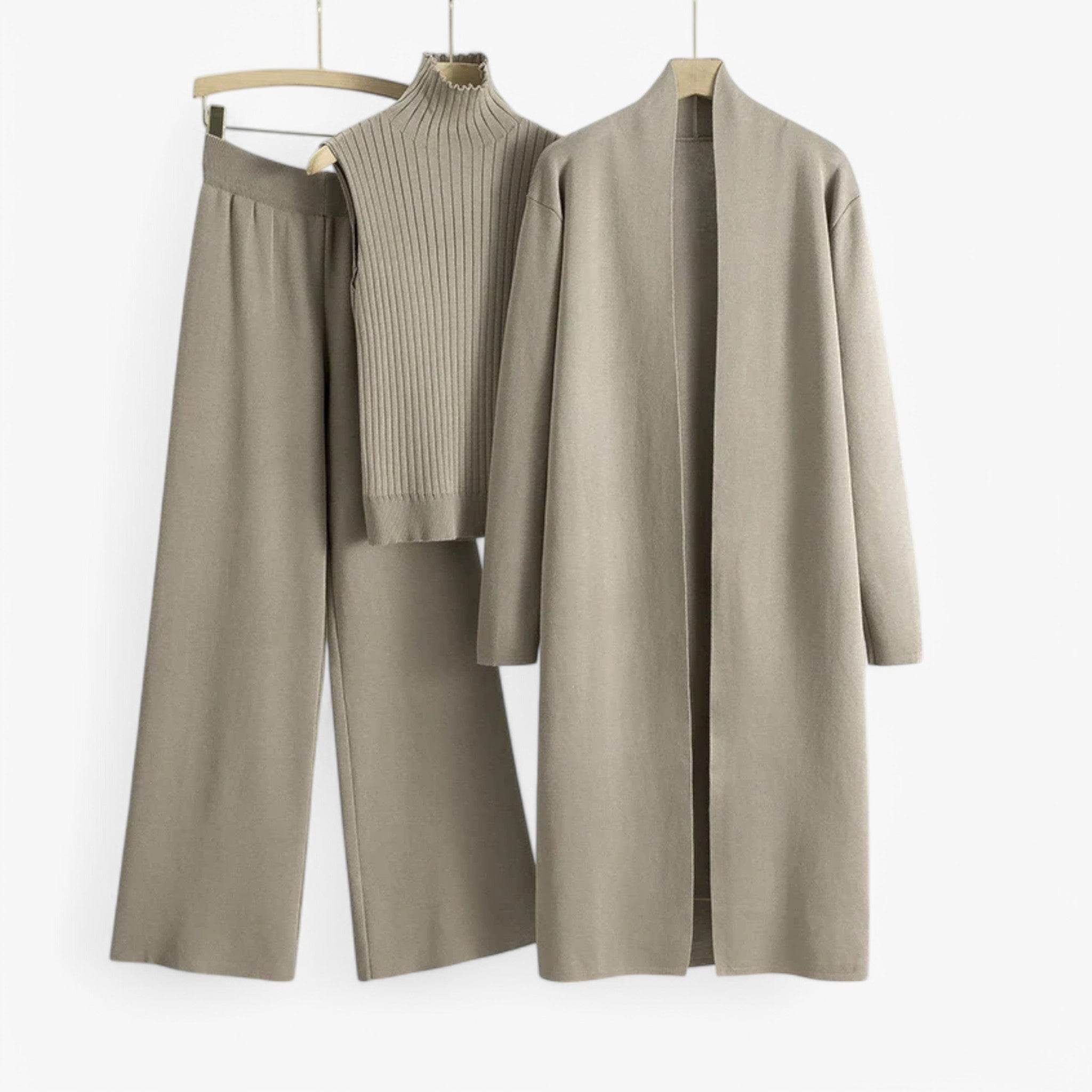 Ivy I Vintage Strikkesæt i 3 dele - Brun En størrelse - women's fashion - {{ product_tags }